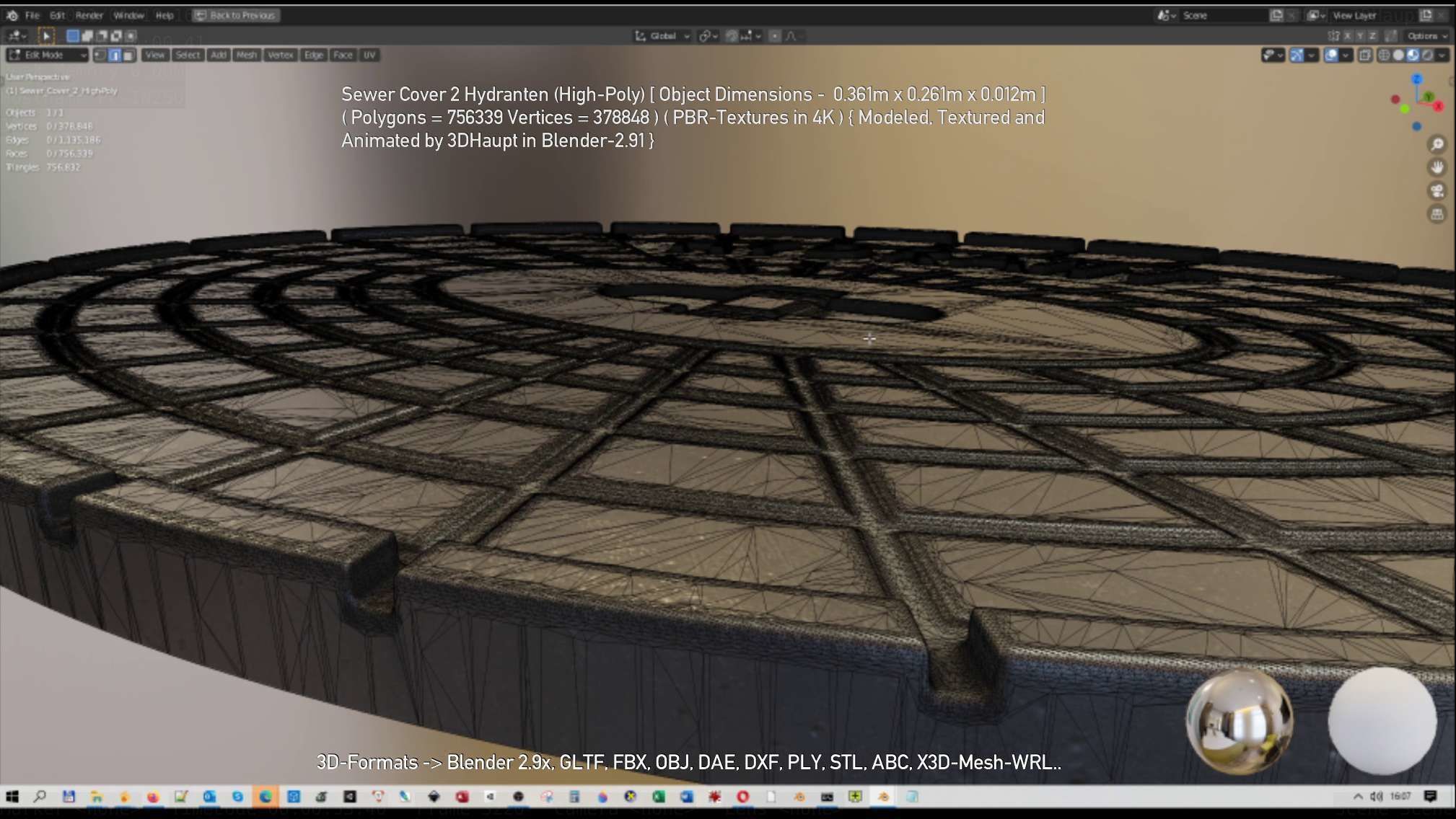 Sewer Cover 2 Hydranten High-Poly 3D model_59