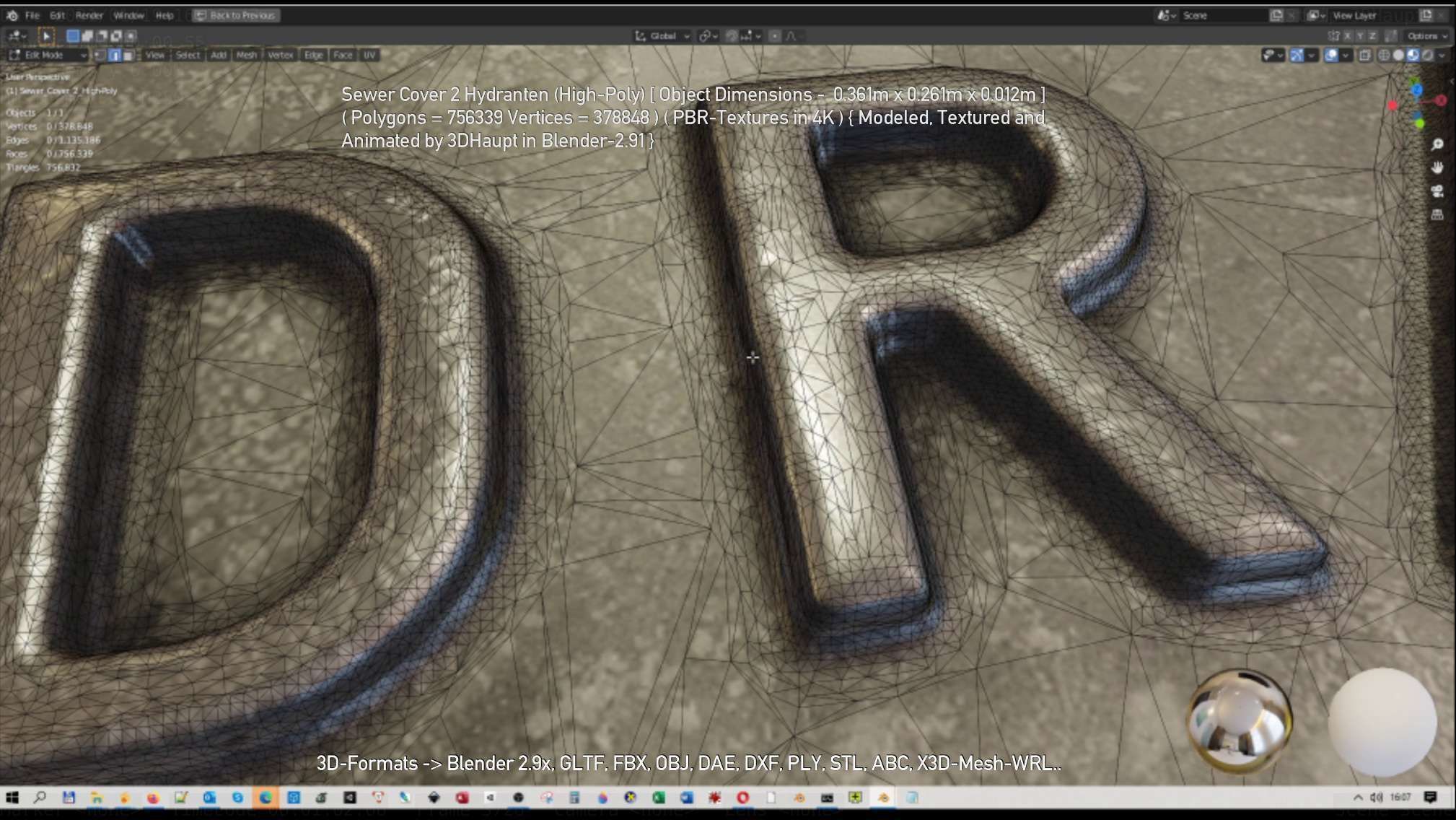 Sewer Cover 2 Hydranten High-Poly 3D model_37