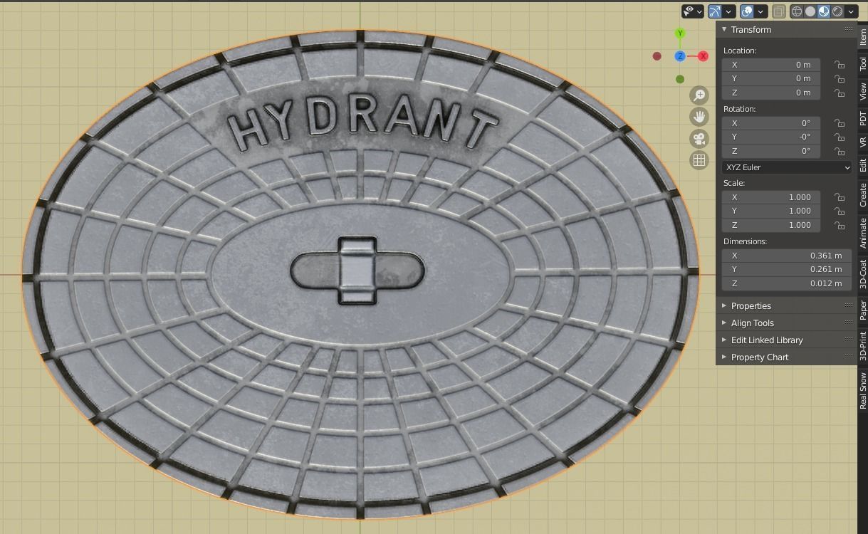 Sewer Cover 2 Hydranten High-Poly 3D model_4