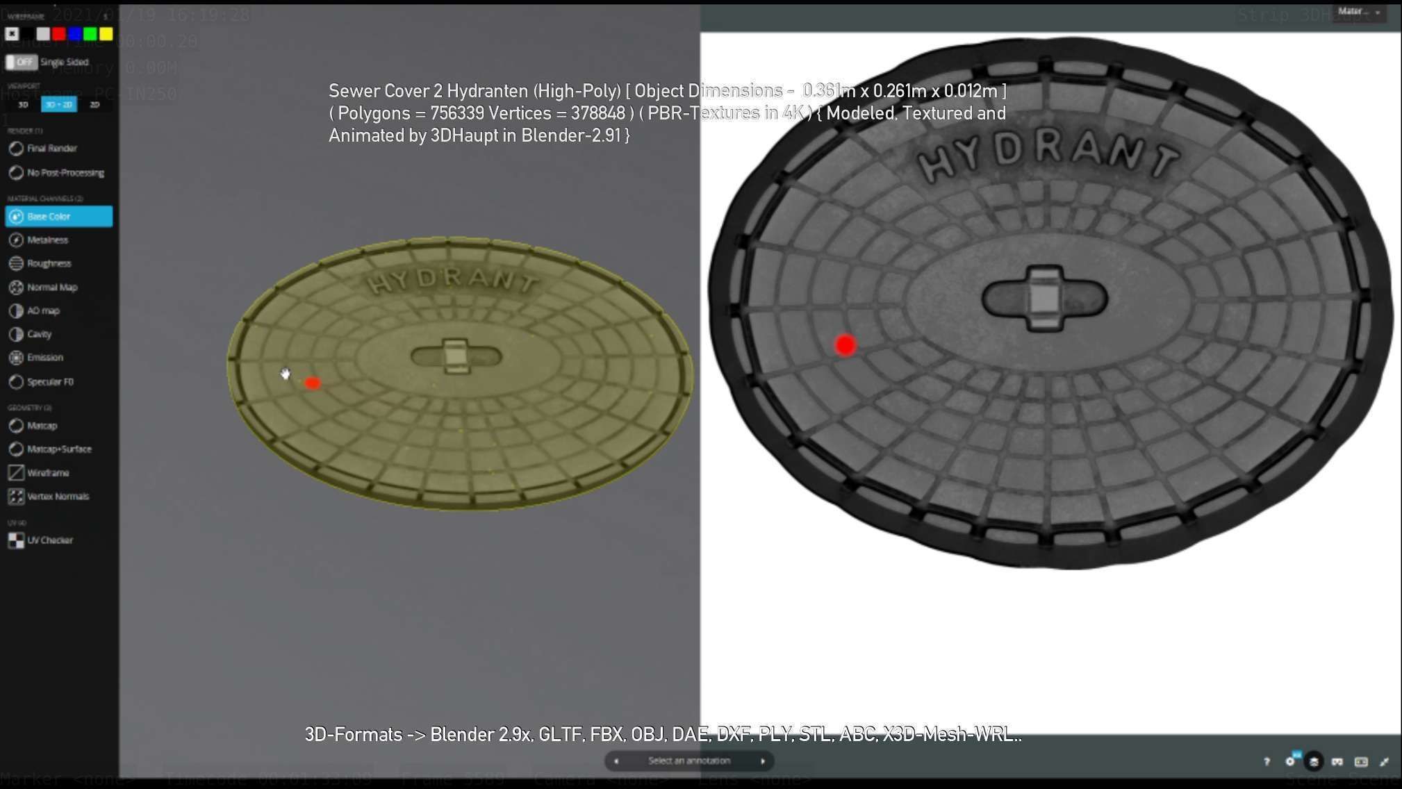 Sewer Cover 2 Hydranten High-Poly 3D model_133