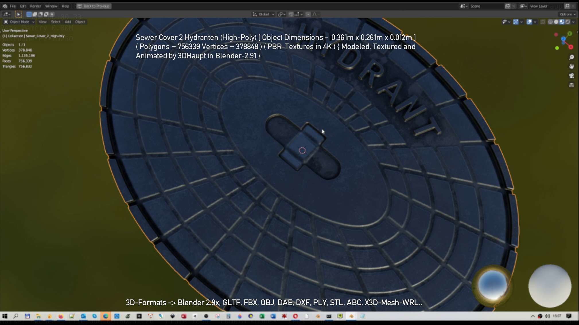 Sewer Cover 2 Hydranten High-Poly 3D model_136