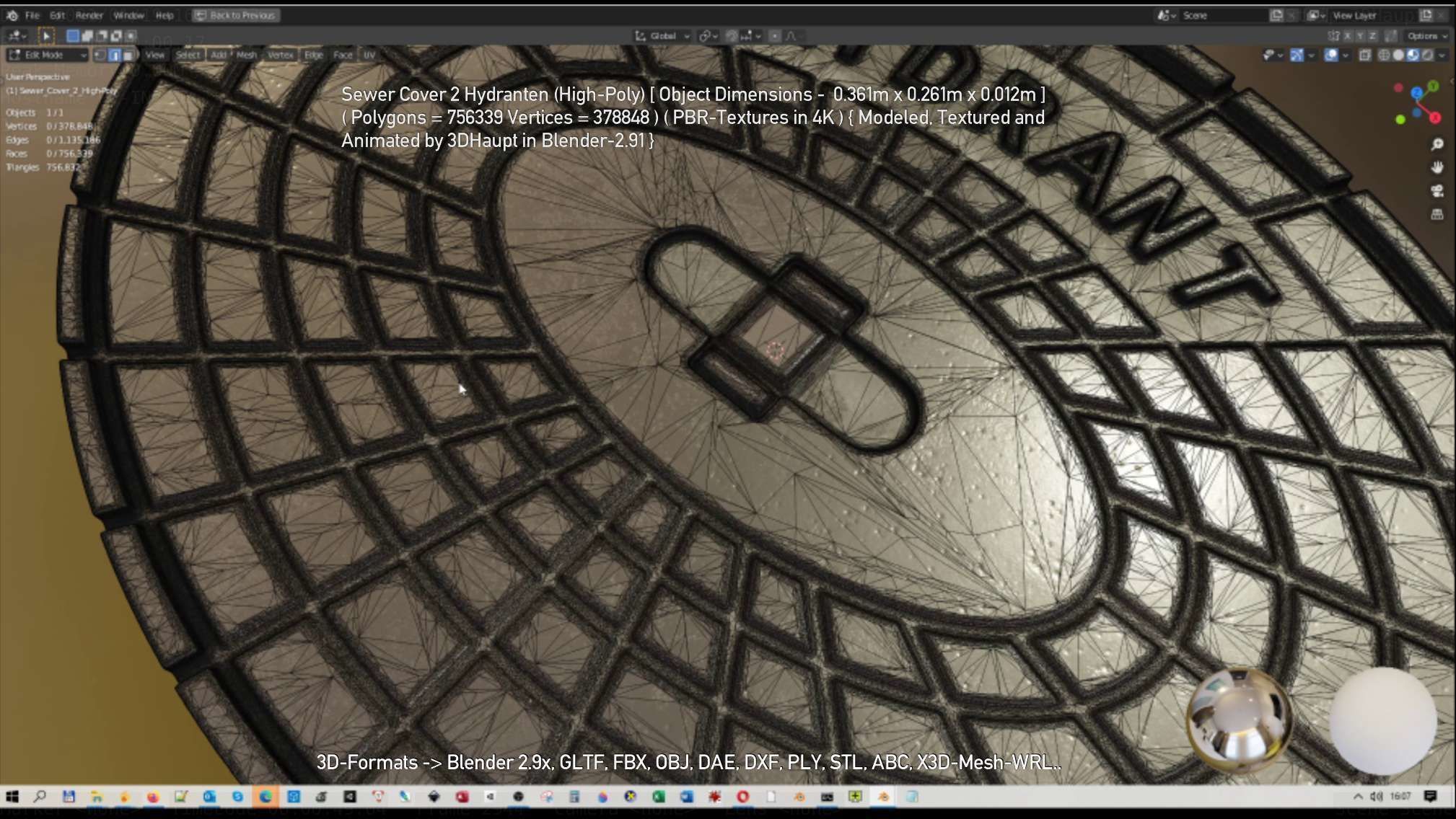 Sewer Cover 2 Hydranten High-Poly 3D model_57
