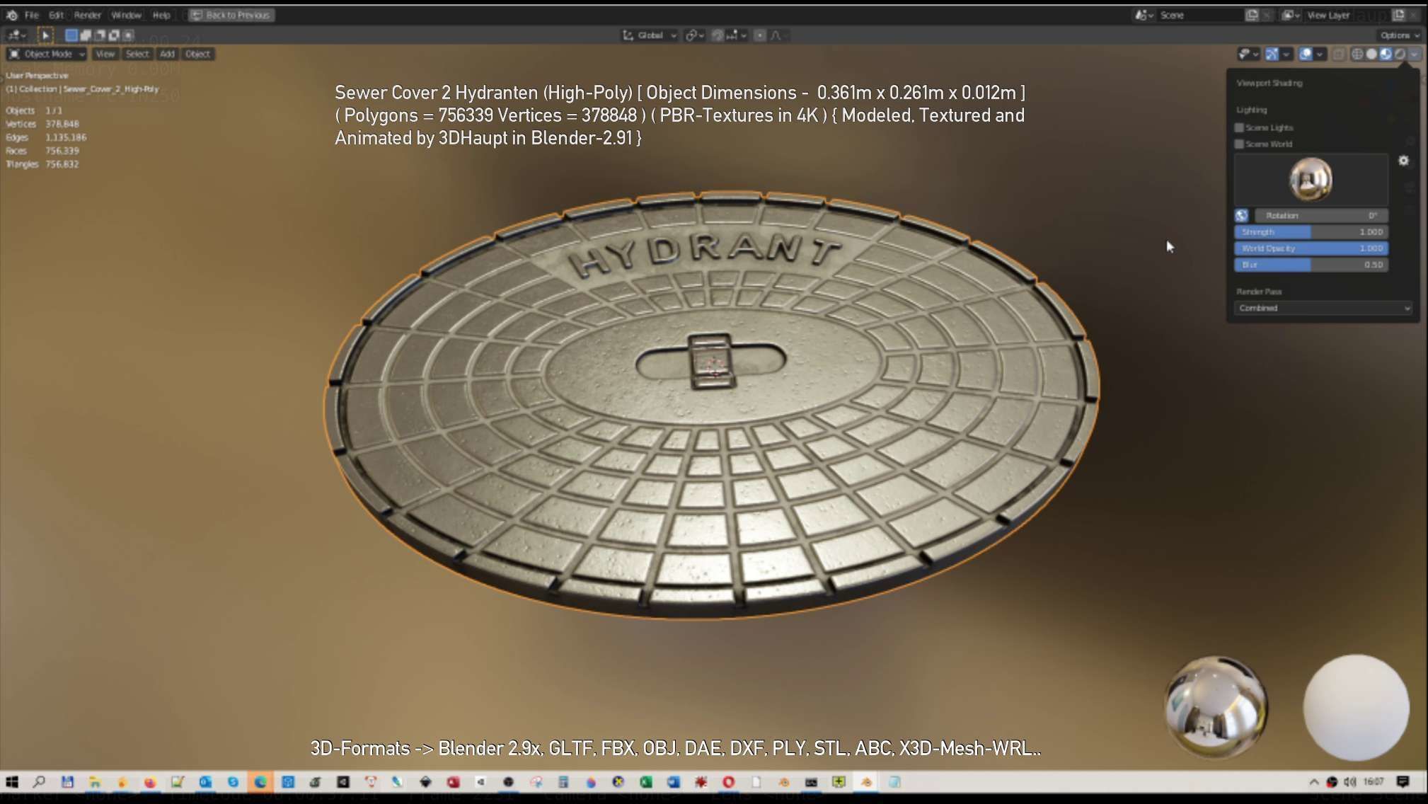 Sewer Cover 2 Hydranten High-Poly 3D model_26