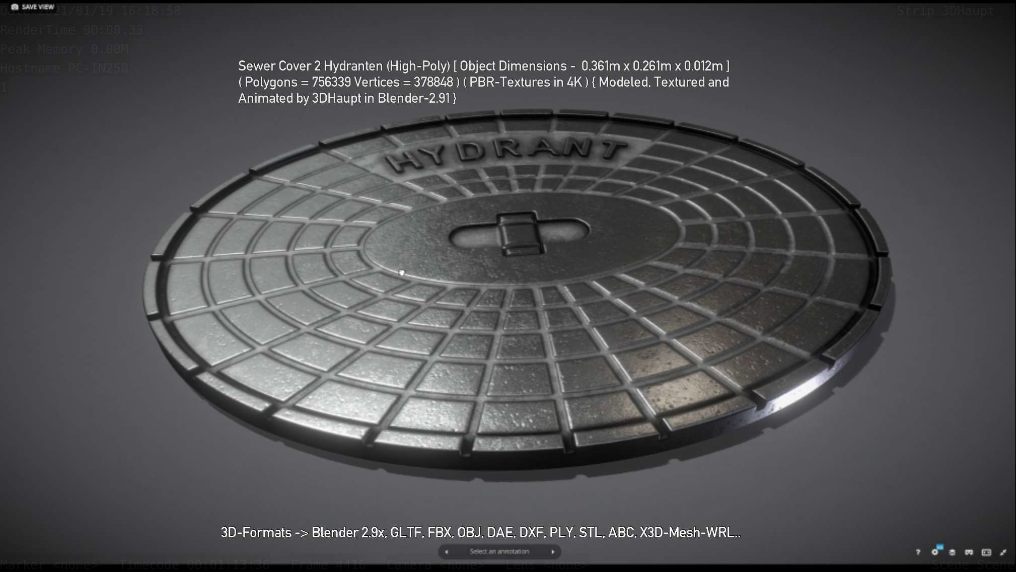 Sewer Cover 2 Hydranten High-Poly 3D model_67
