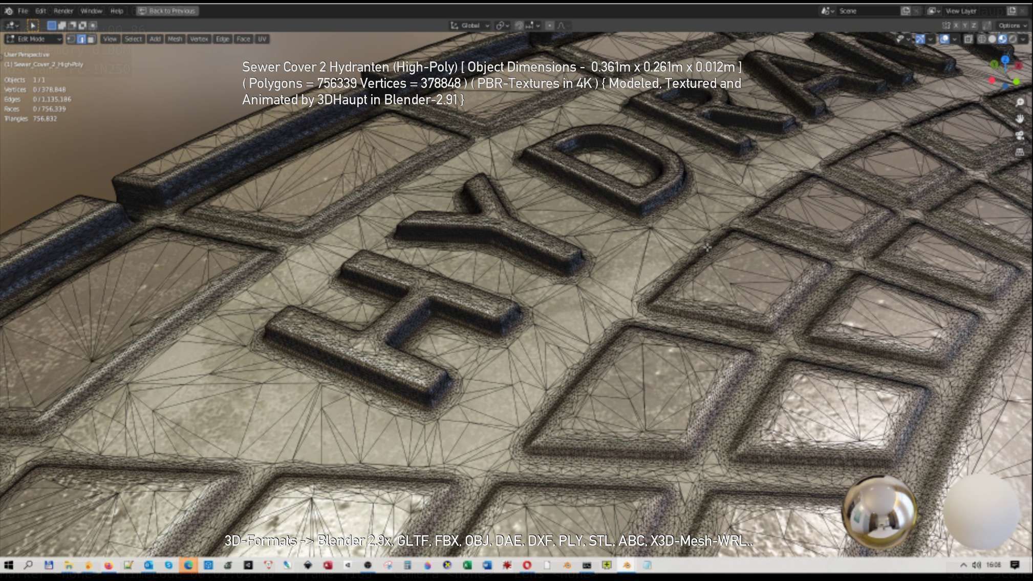 Sewer Cover 2 Hydranten High-Poly 3D model_127