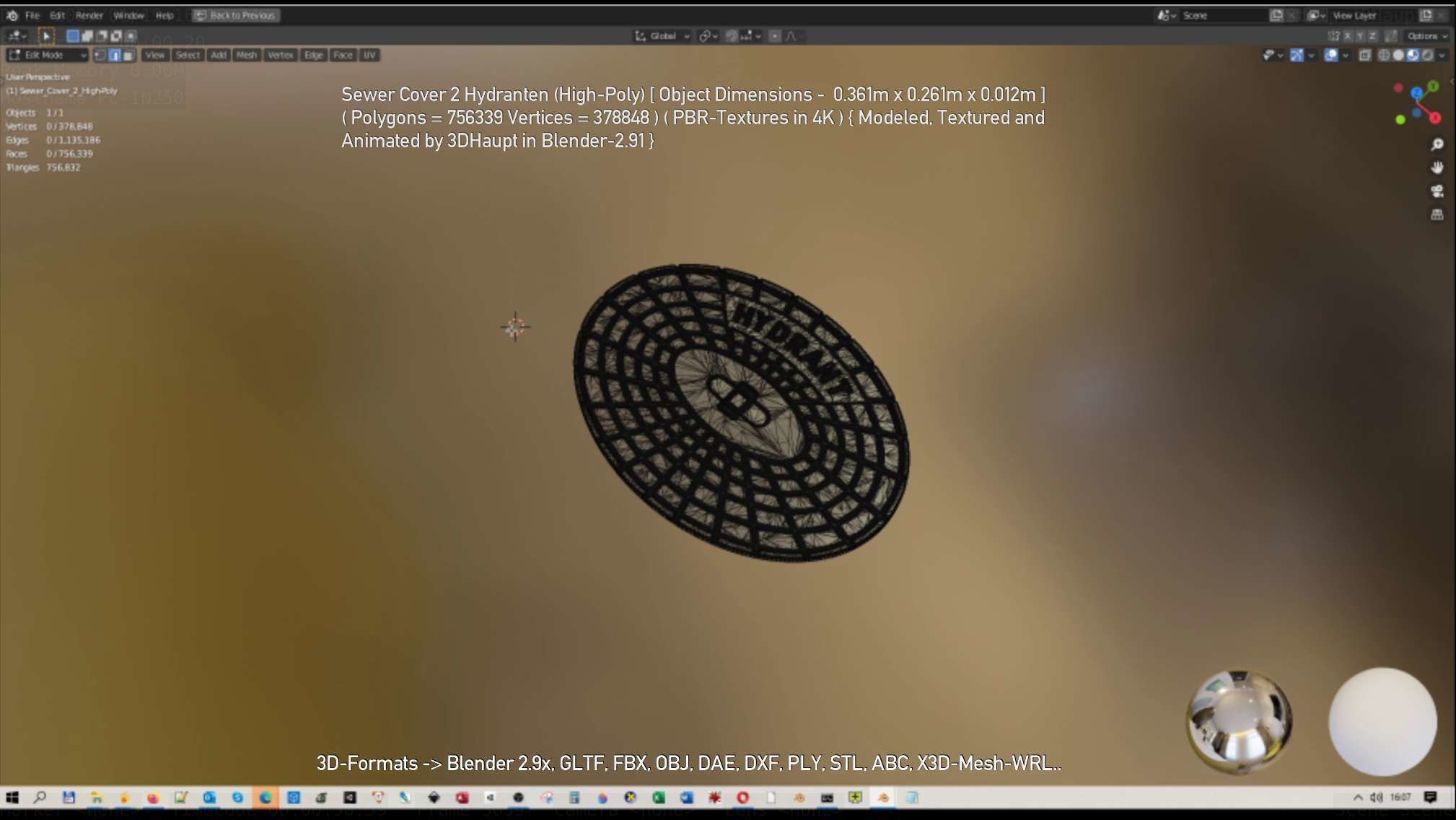 Sewer Cover 2 Hydranten High-Poly 3D model_95