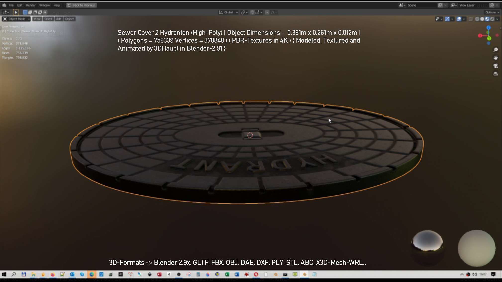 Sewer Cover 2 Hydranten High-Poly 3D model_82