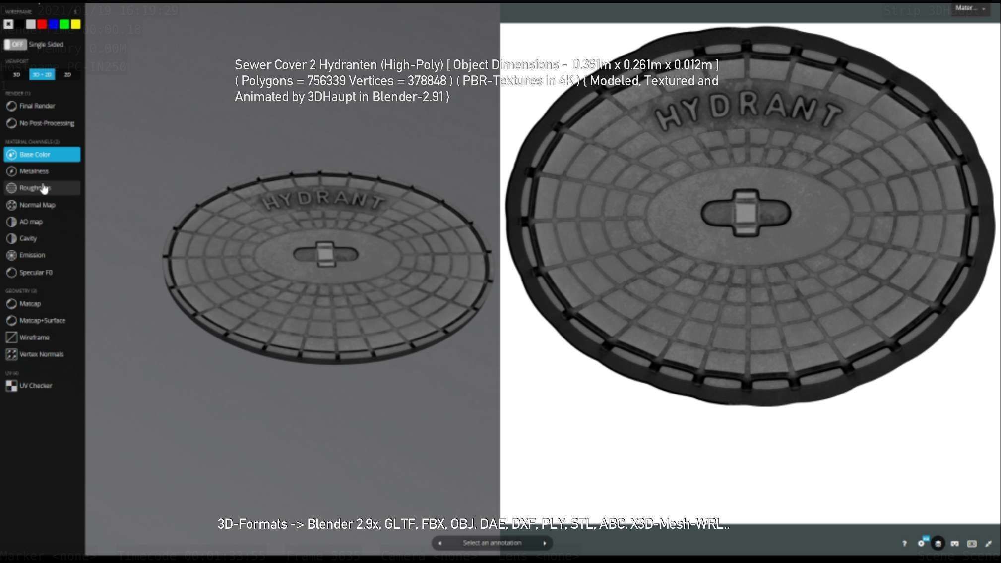 Sewer Cover 2 Hydranten High-Poly 3D model_78