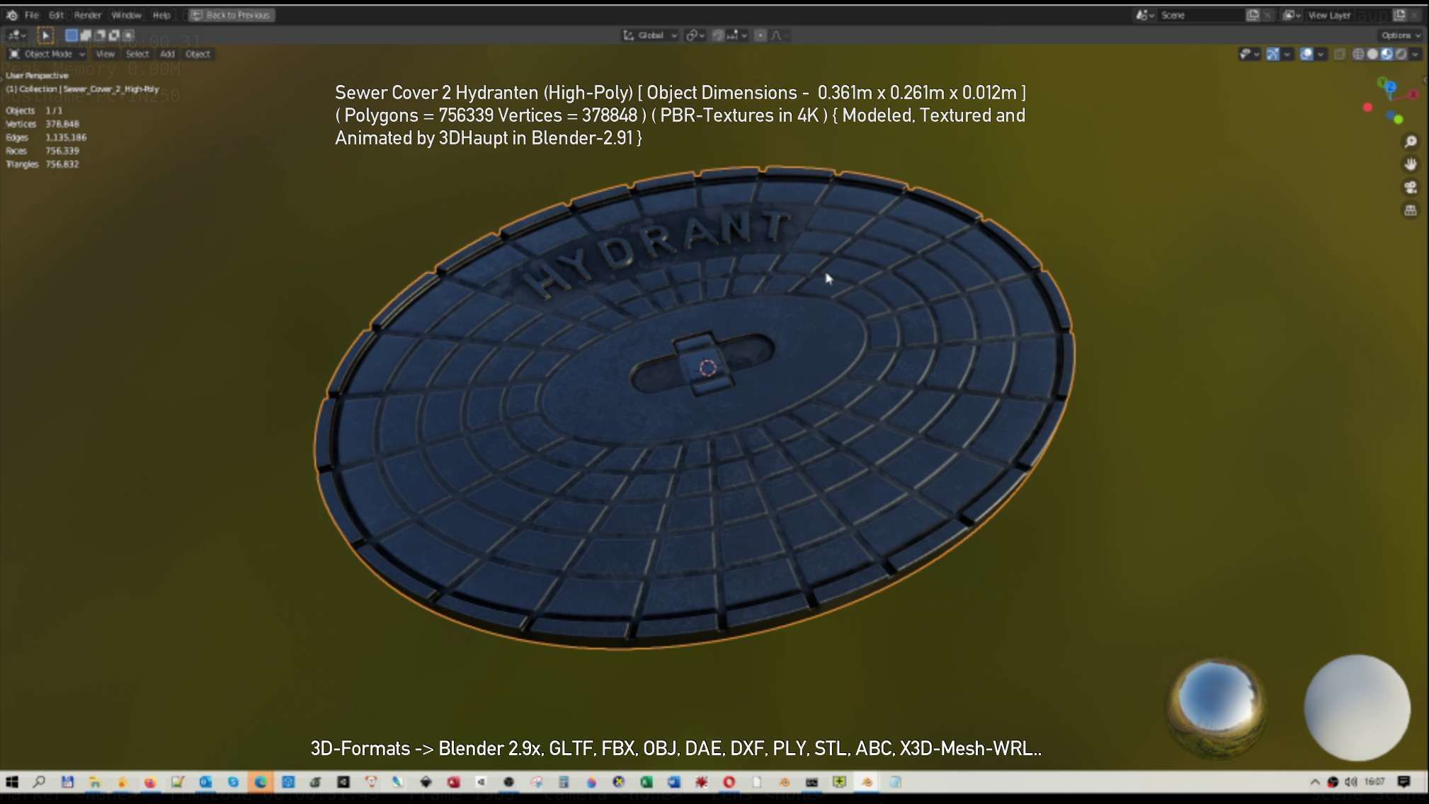 Sewer Cover 2 Hydranten High-Poly 3D model_91