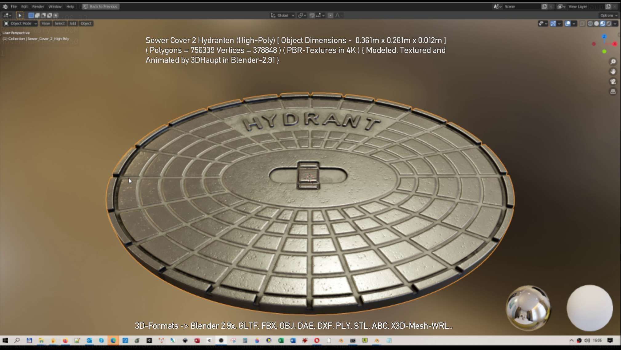 Sewer Cover 2 Hydranten High-Poly 3D model_6