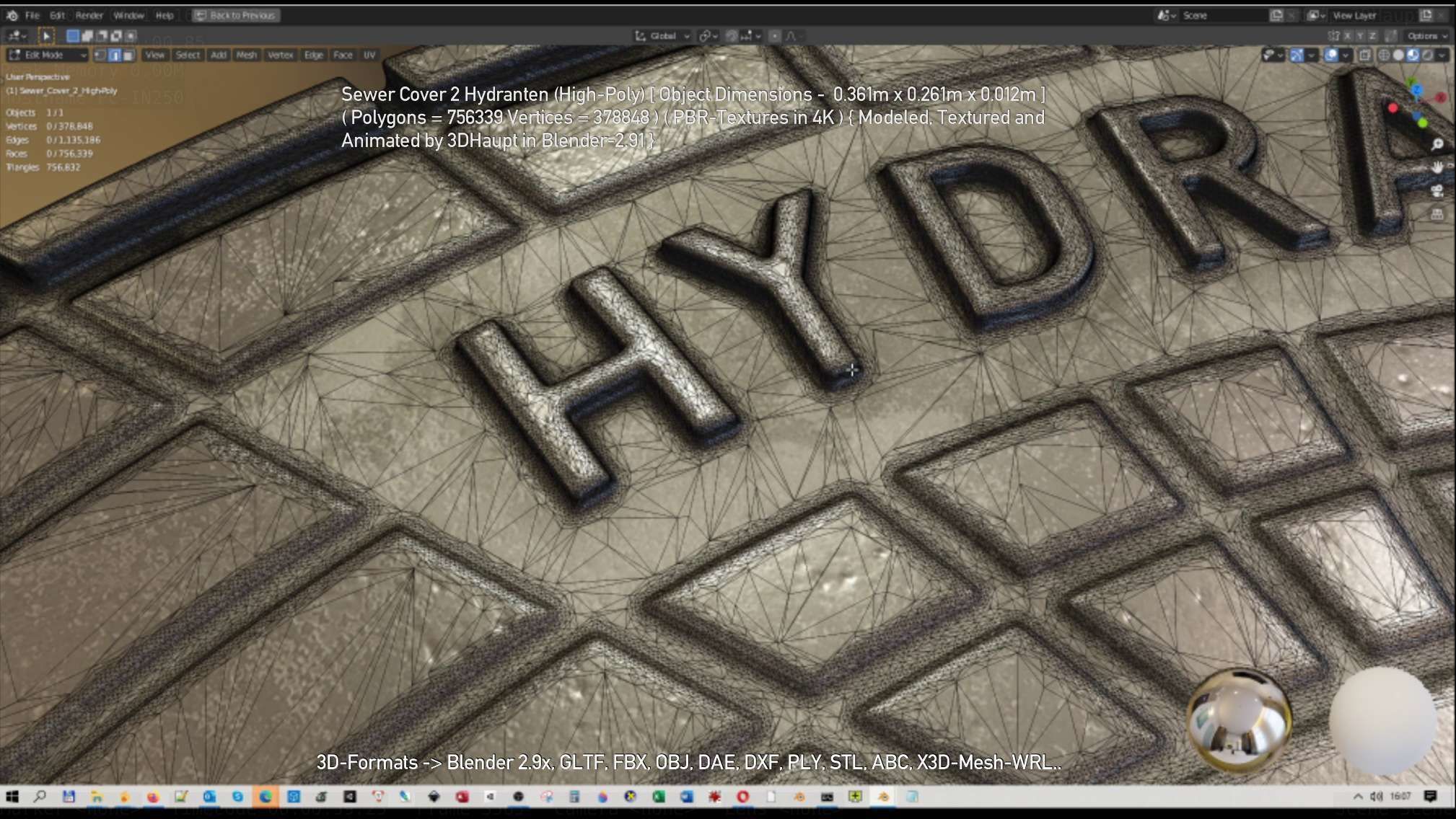 Sewer Cover 2 Hydranten High-Poly 3D model_61