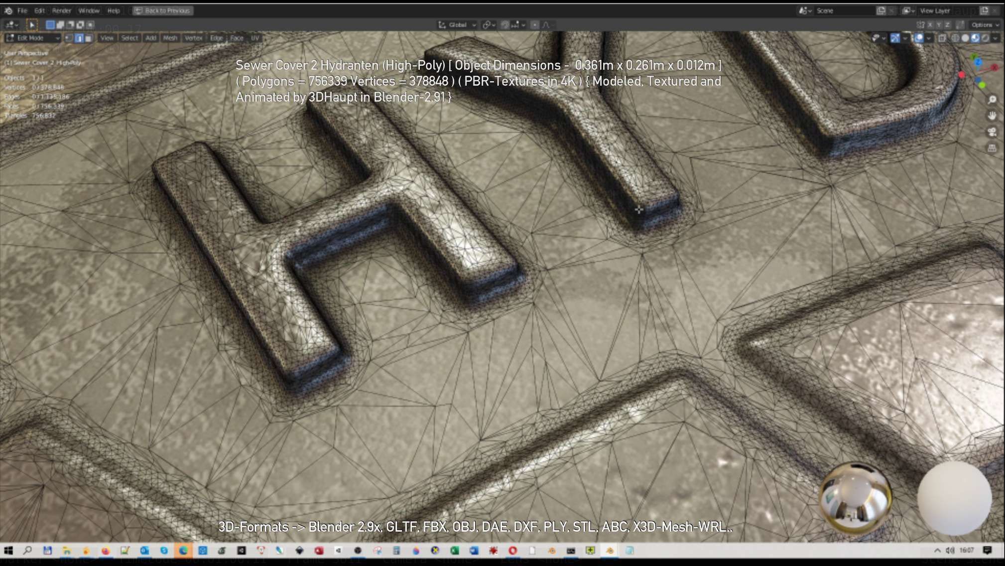 Sewer Cover 2 Hydranten High-Poly 3D model_8