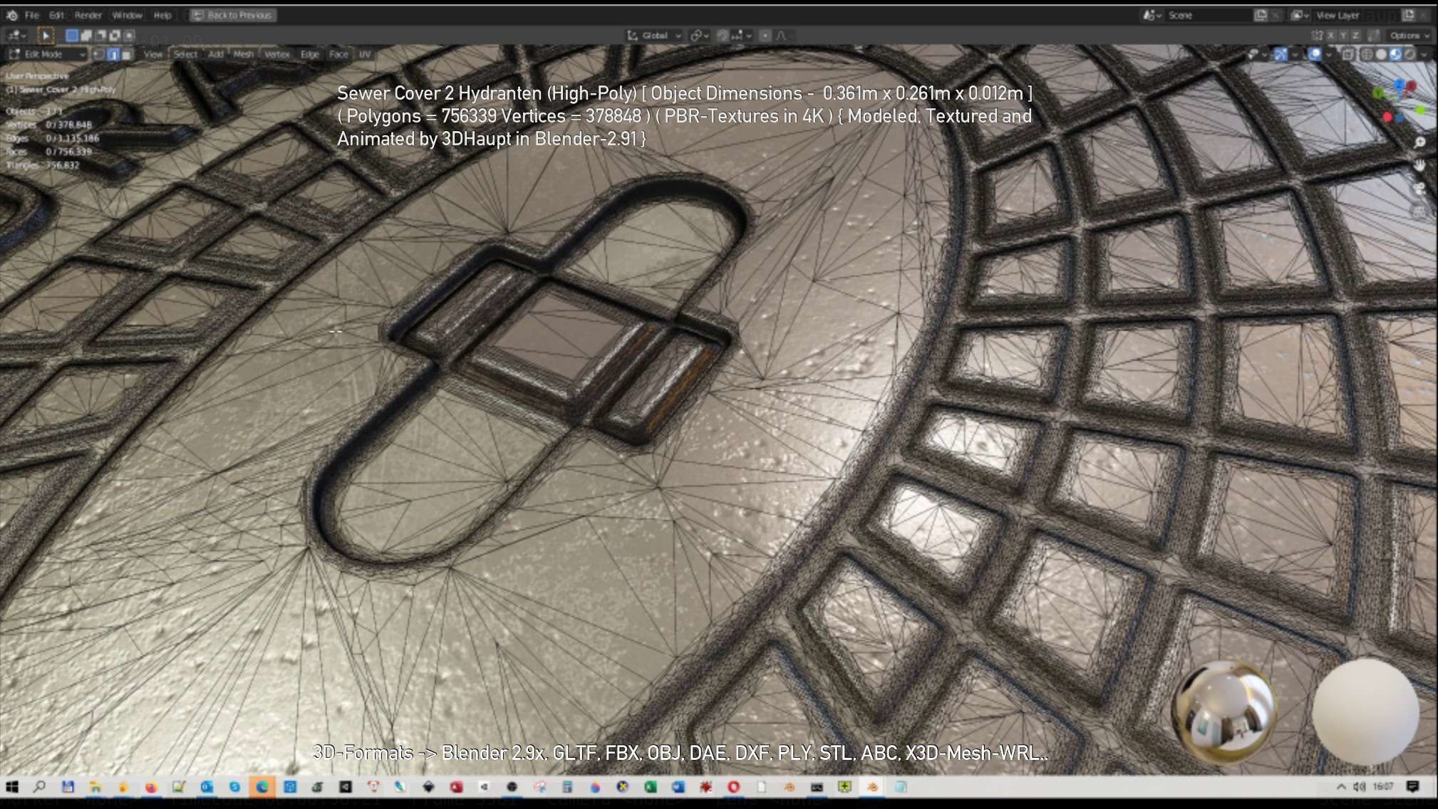 Sewer Cover 2 Hydranten High-Poly 3D model_33