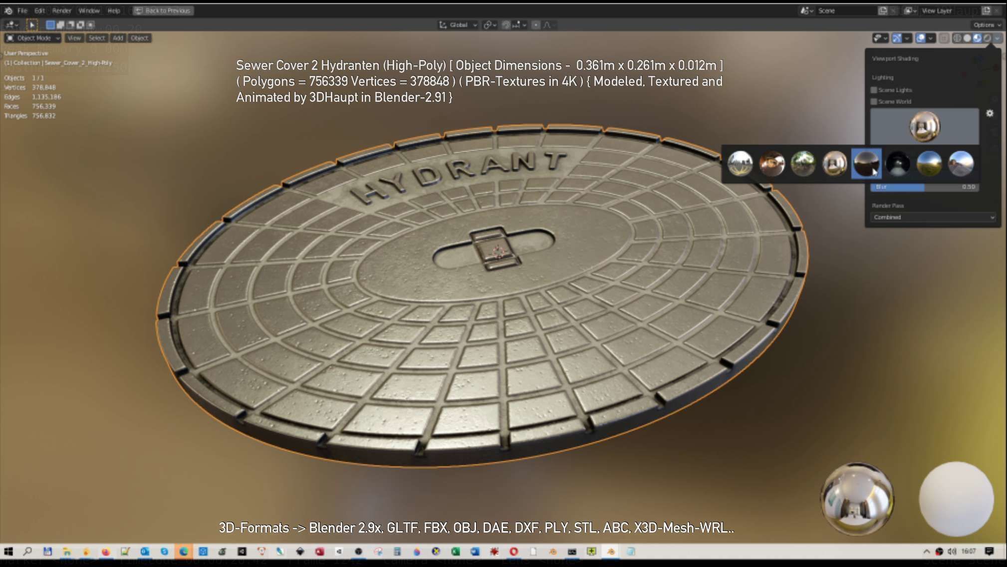 Sewer Cover 2 Hydranten High-Poly 3D model_104