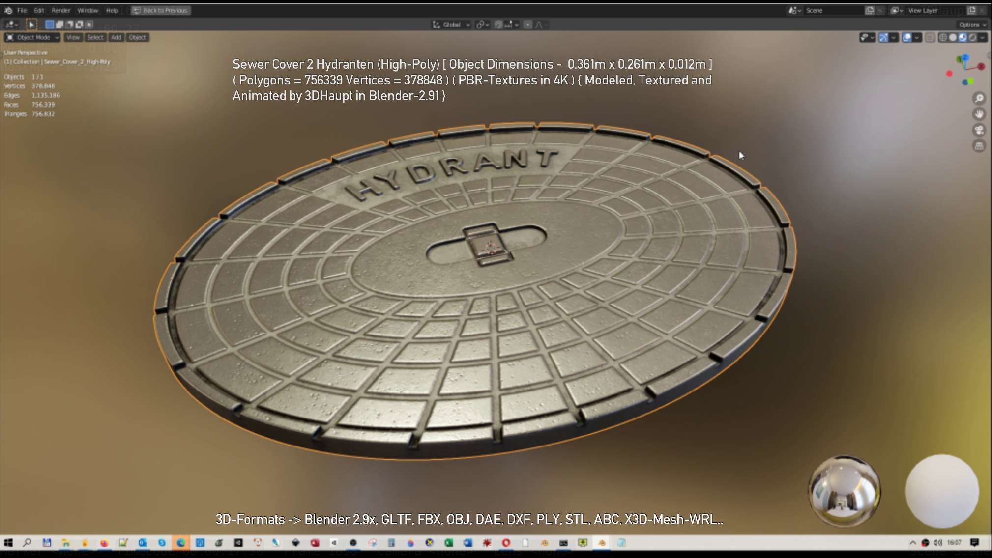 Sewer Cover 2 Hydranten High-Poly 3D model_62