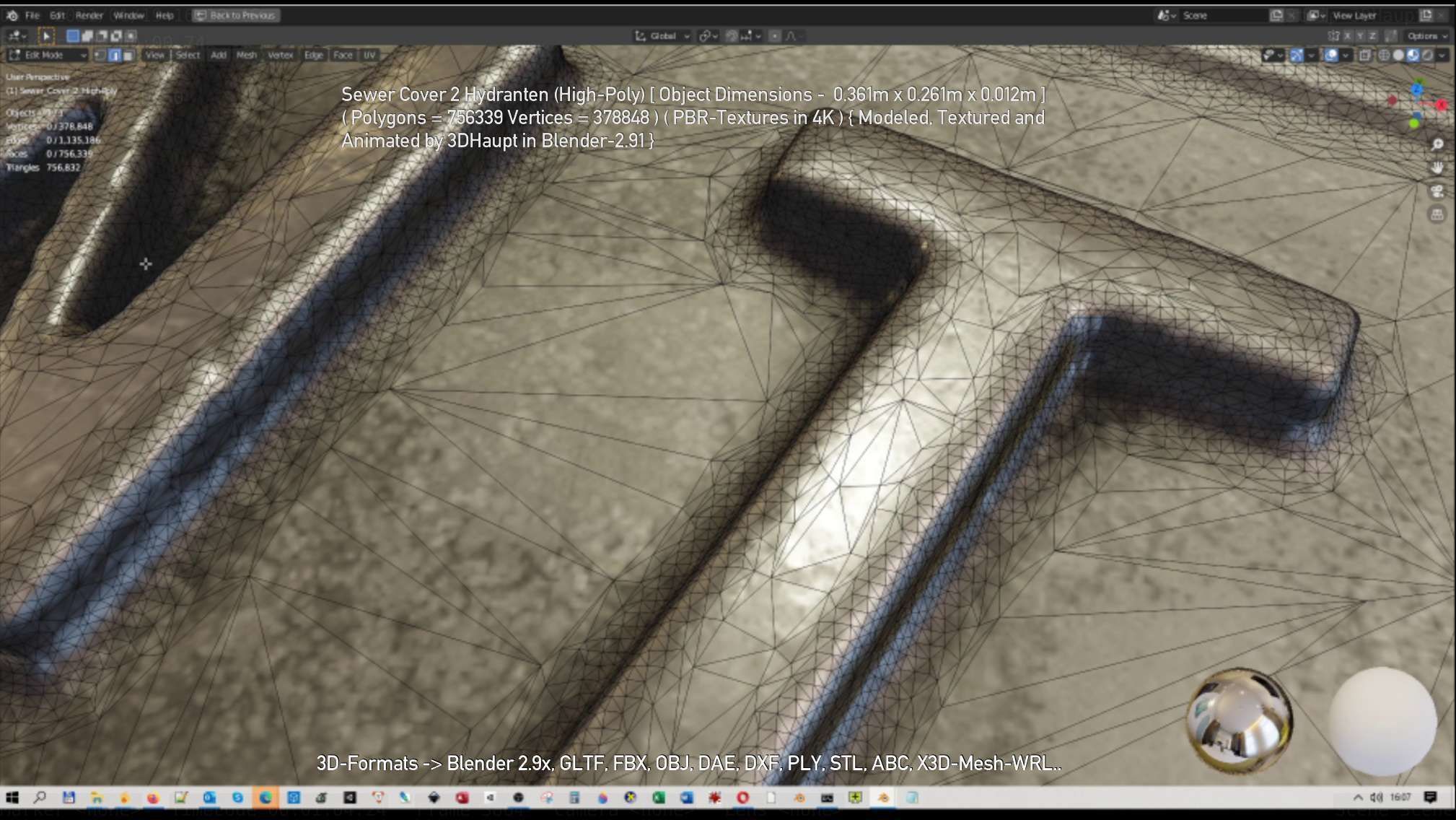 Sewer Cover 2 Hydranten High-Poly 3D model_38