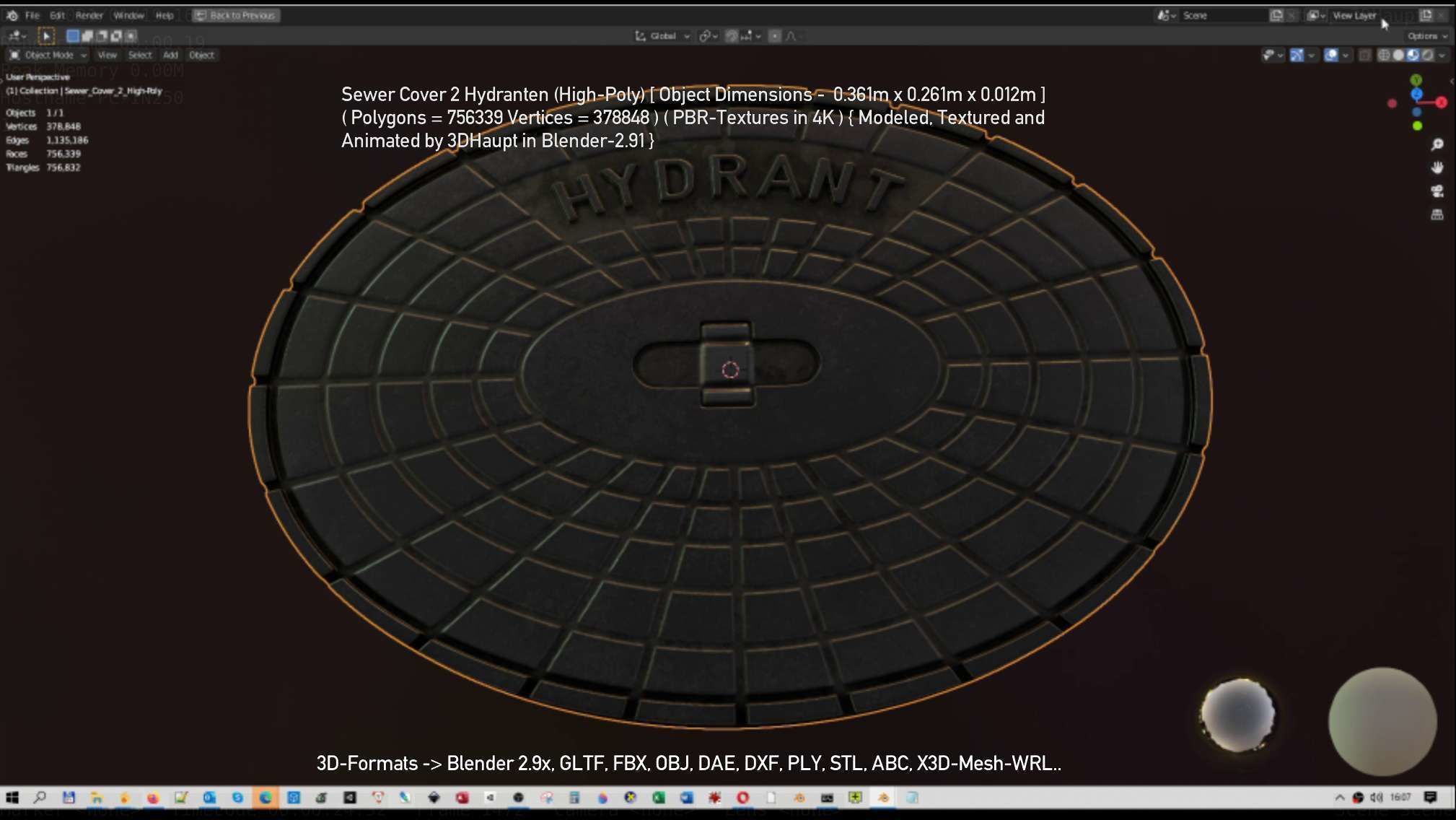 Sewer Cover 2 Hydranten High-Poly 3D model_88
