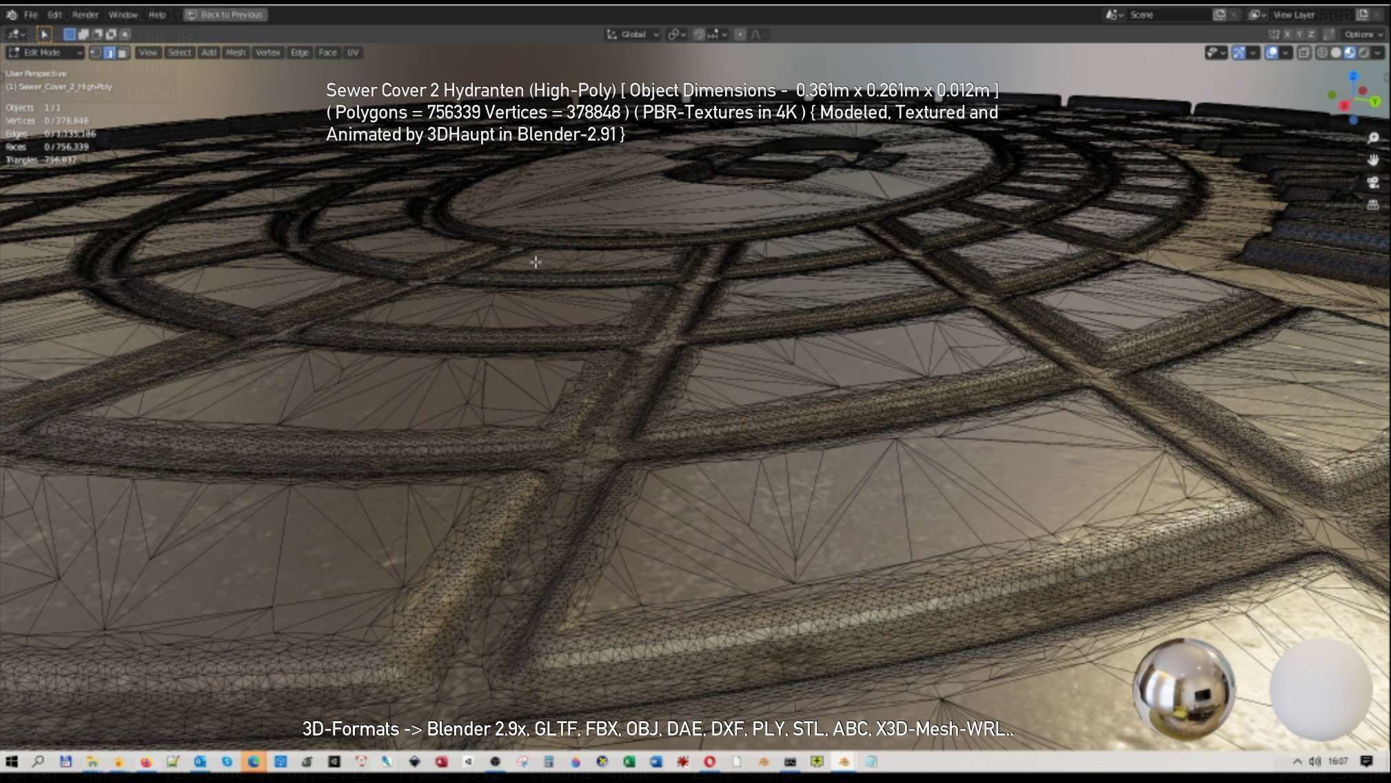 Sewer Cover 2 Hydranten High-Poly 3D model_32