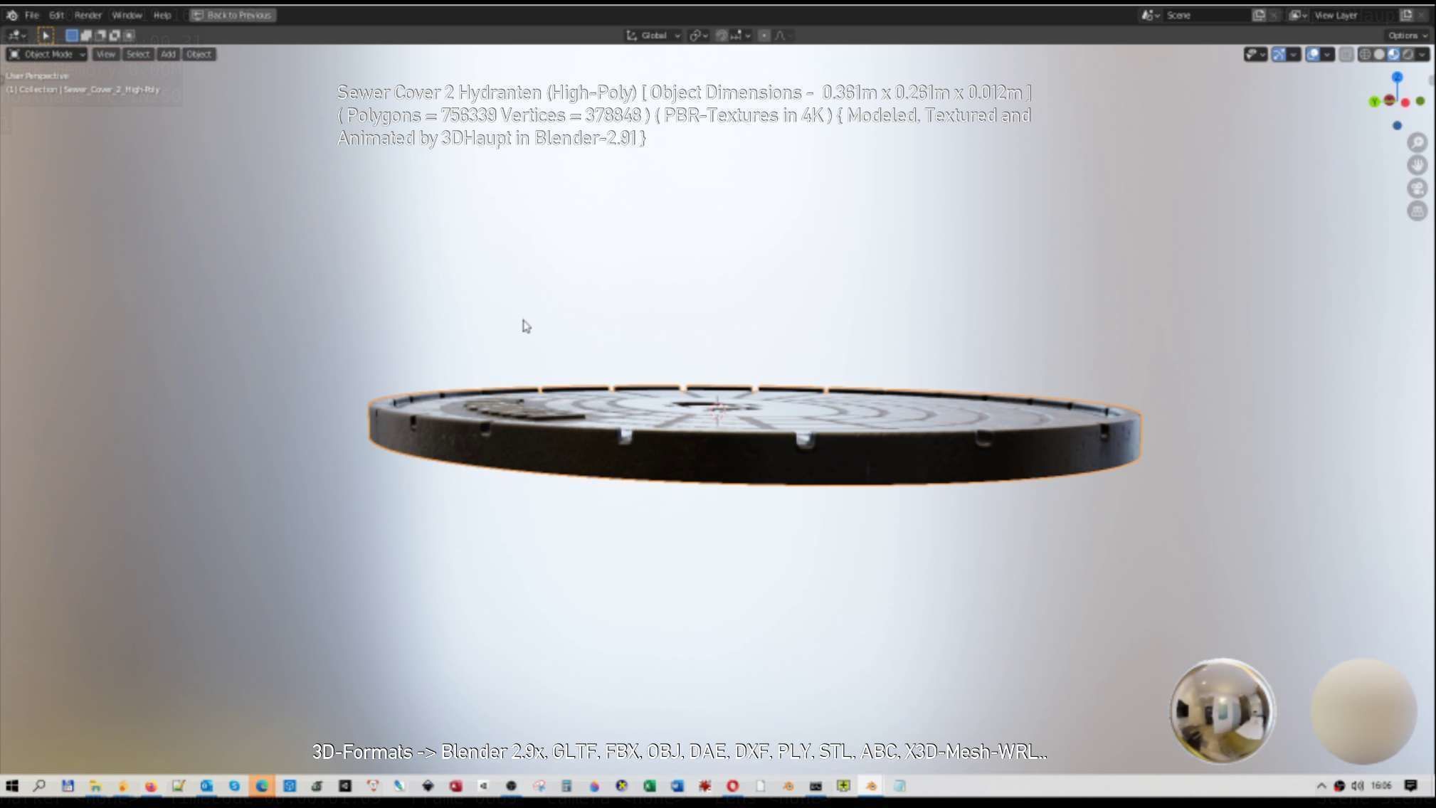 Sewer Cover 2 Hydranten High-Poly 3D model_114