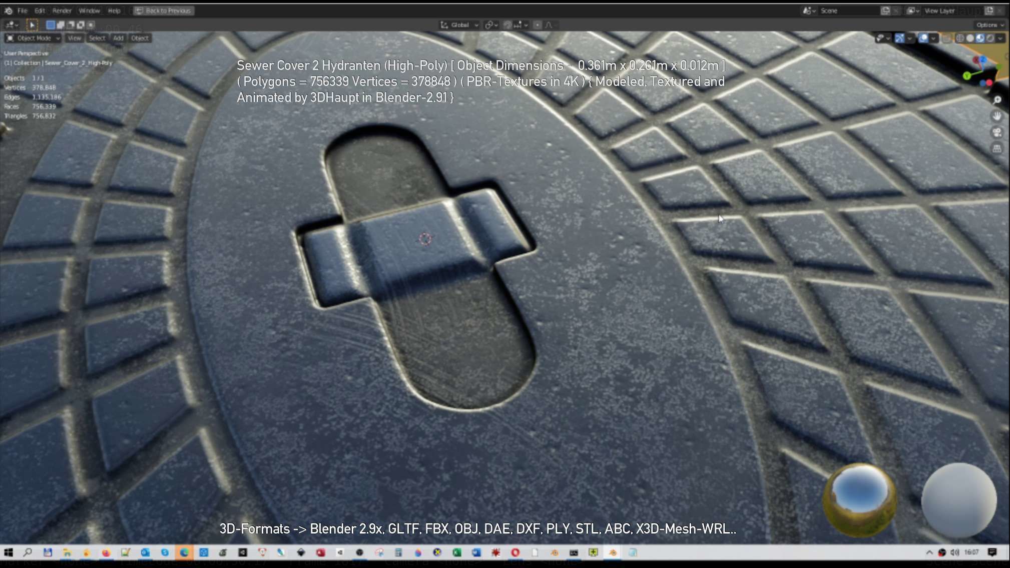 Sewer Cover 2 Hydranten High-Poly 3D model_7