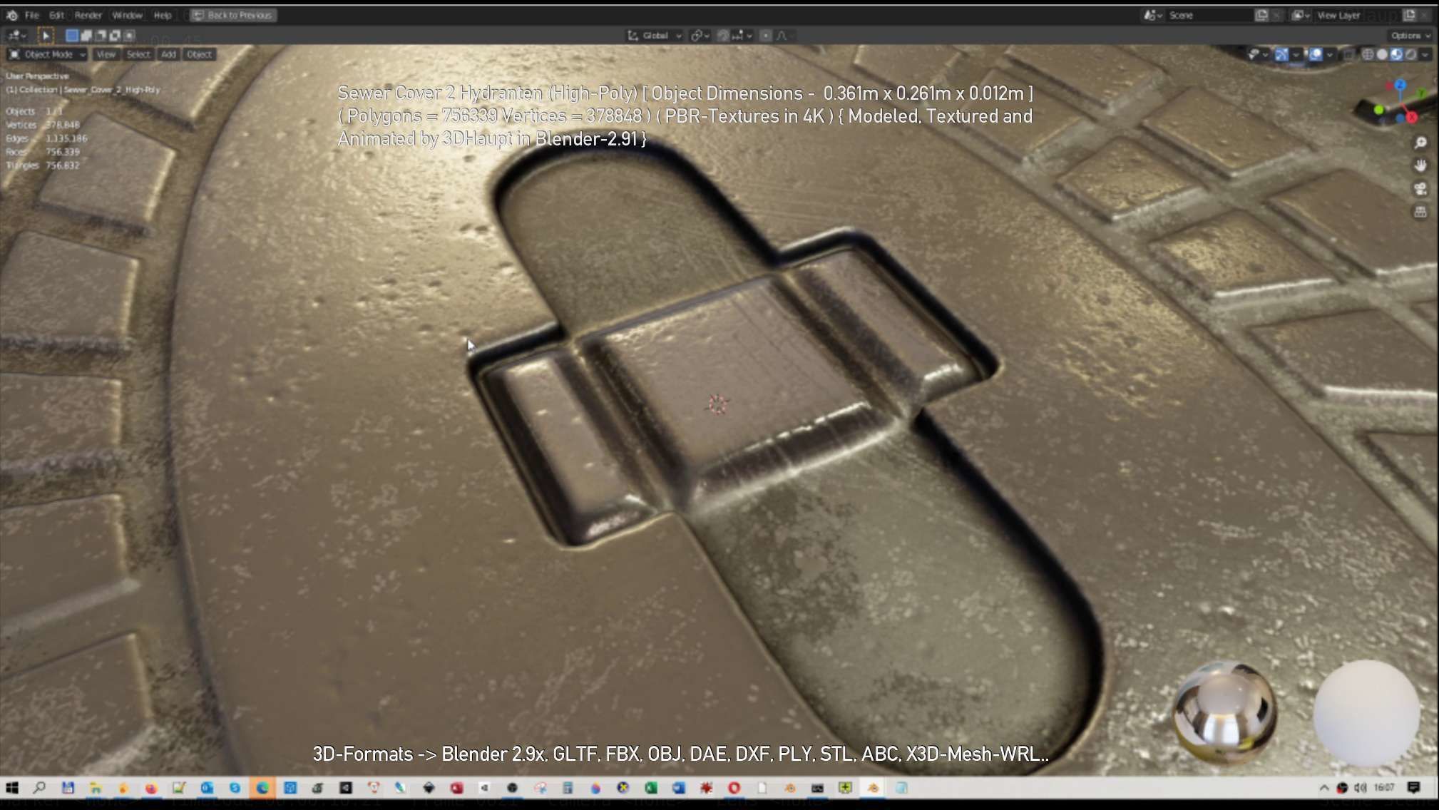 Sewer Cover 2 Hydranten High-Poly 3D model_12