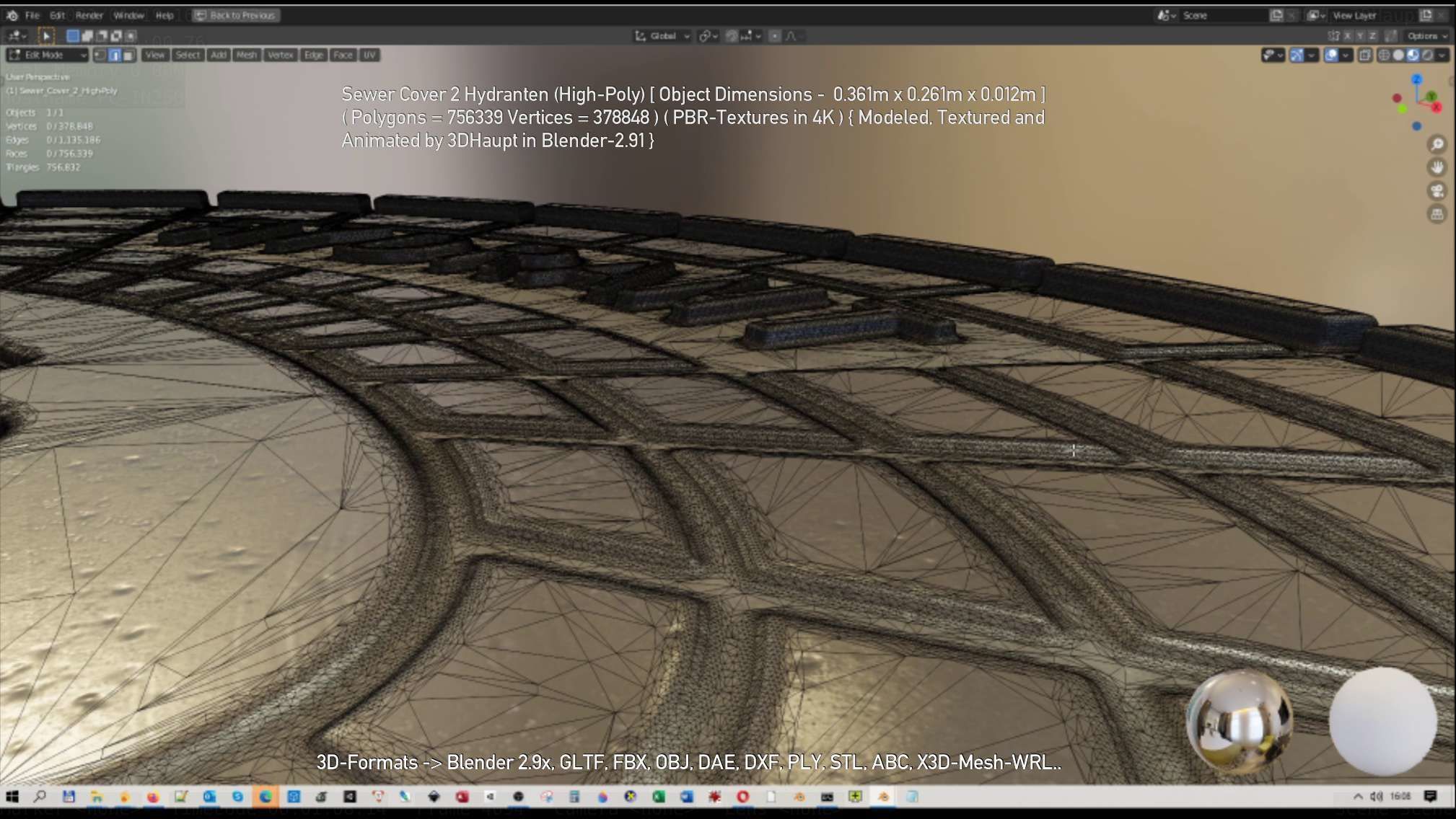 Sewer Cover 2 Hydranten High-Poly 3D model_100