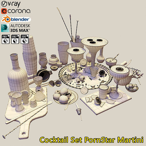 Cocktail Set Martini 3D model 3