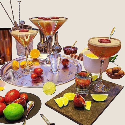 Cocktail Set Martini 3D model 4