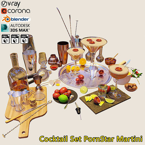 Cocktail Set Martini 3D model 2