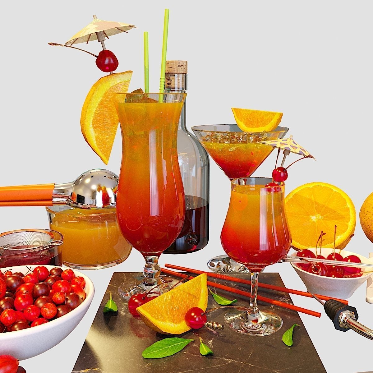 Cocktail Set Sex on the Beach 3D model_5