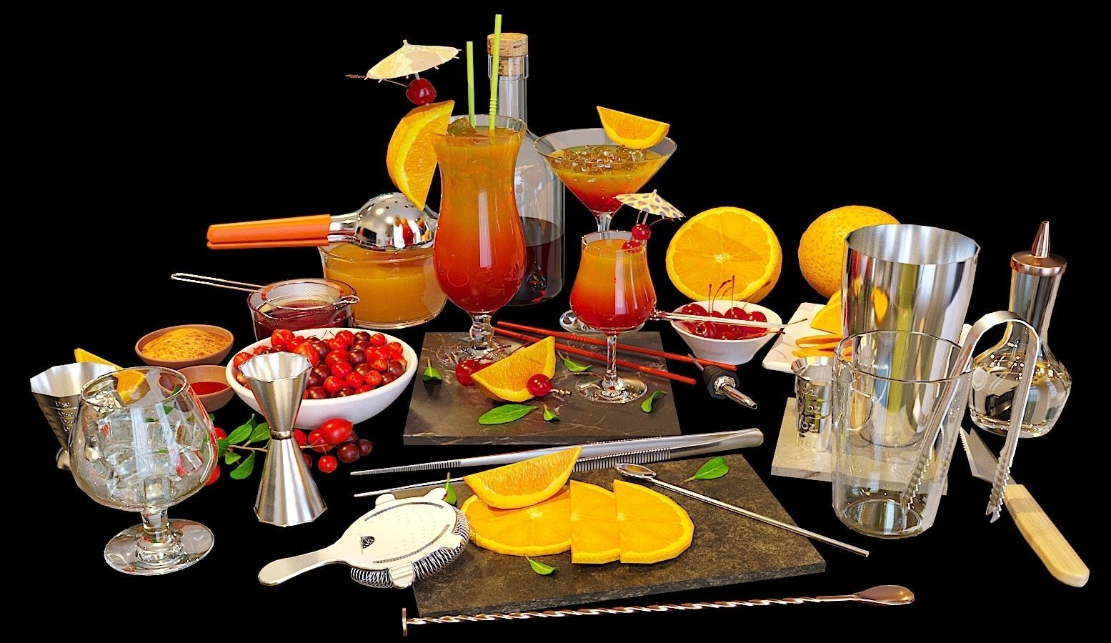 Cocktail Set Sex on the Beach 3D model_4