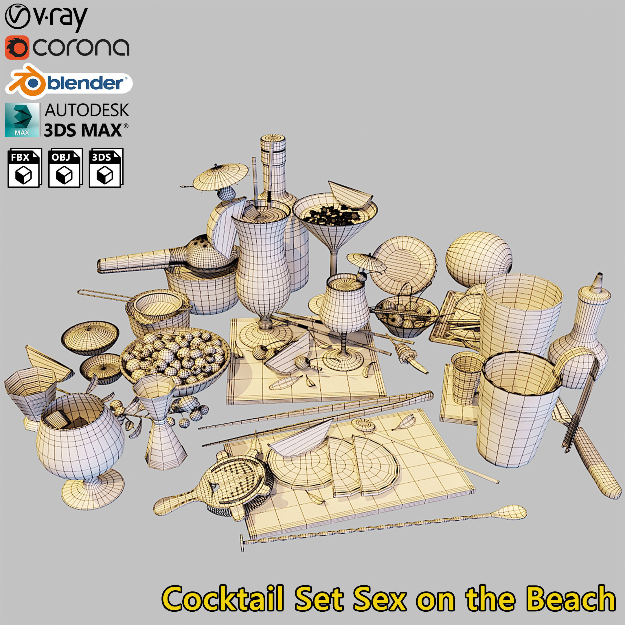 Cocktail Set Sex on the Beach 3D model_2