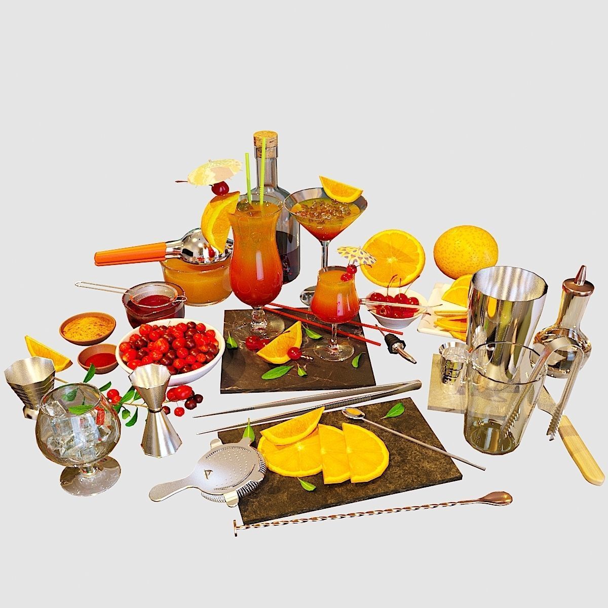 Cocktail Set Sex on the Beach 3D model_7