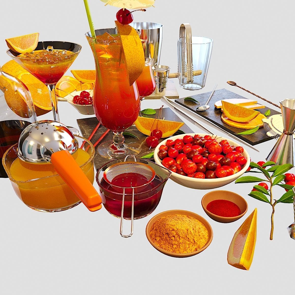 Cocktail Set Sex on the Beach 3D model_11