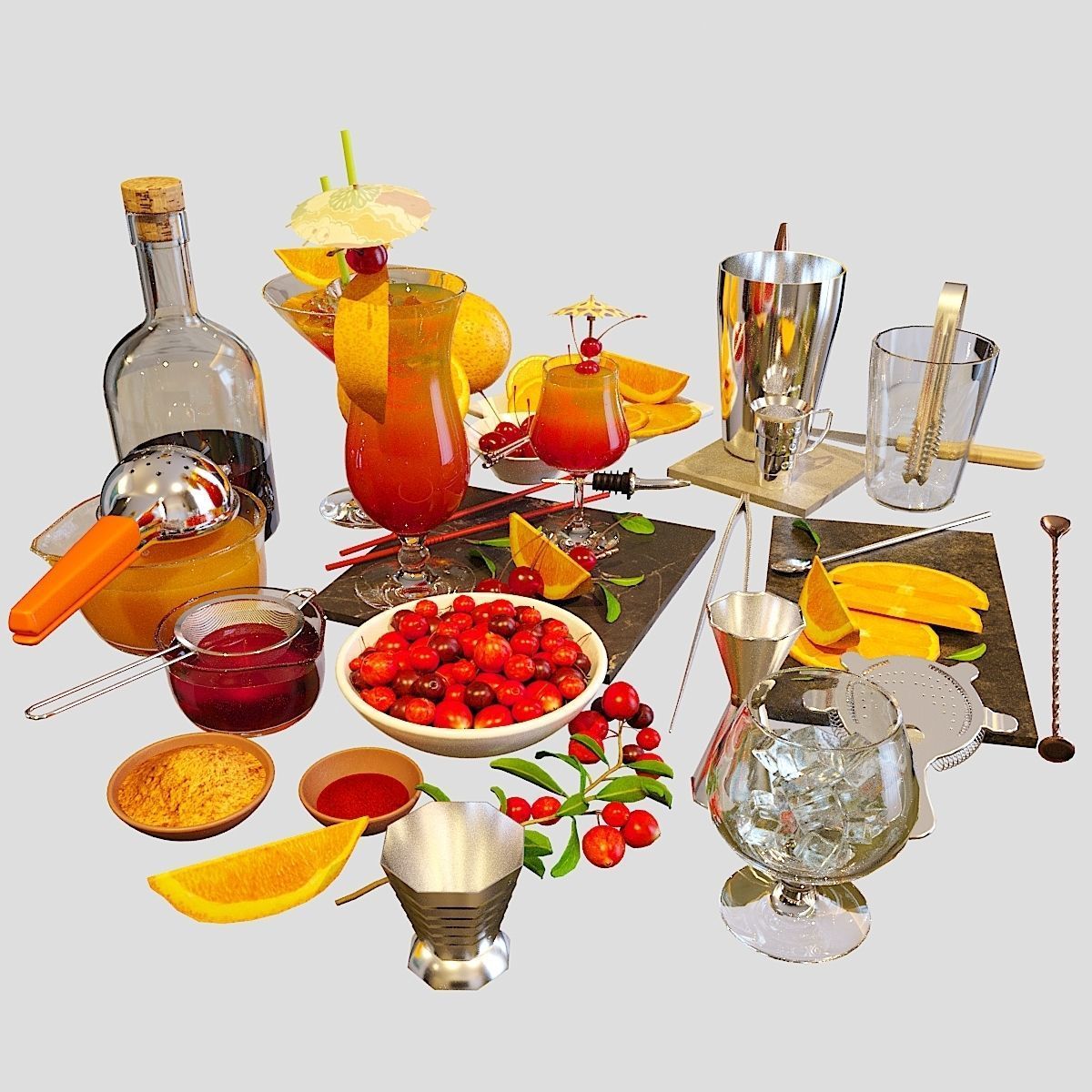 Cocktail Set Sex on the Beach 3D model_9