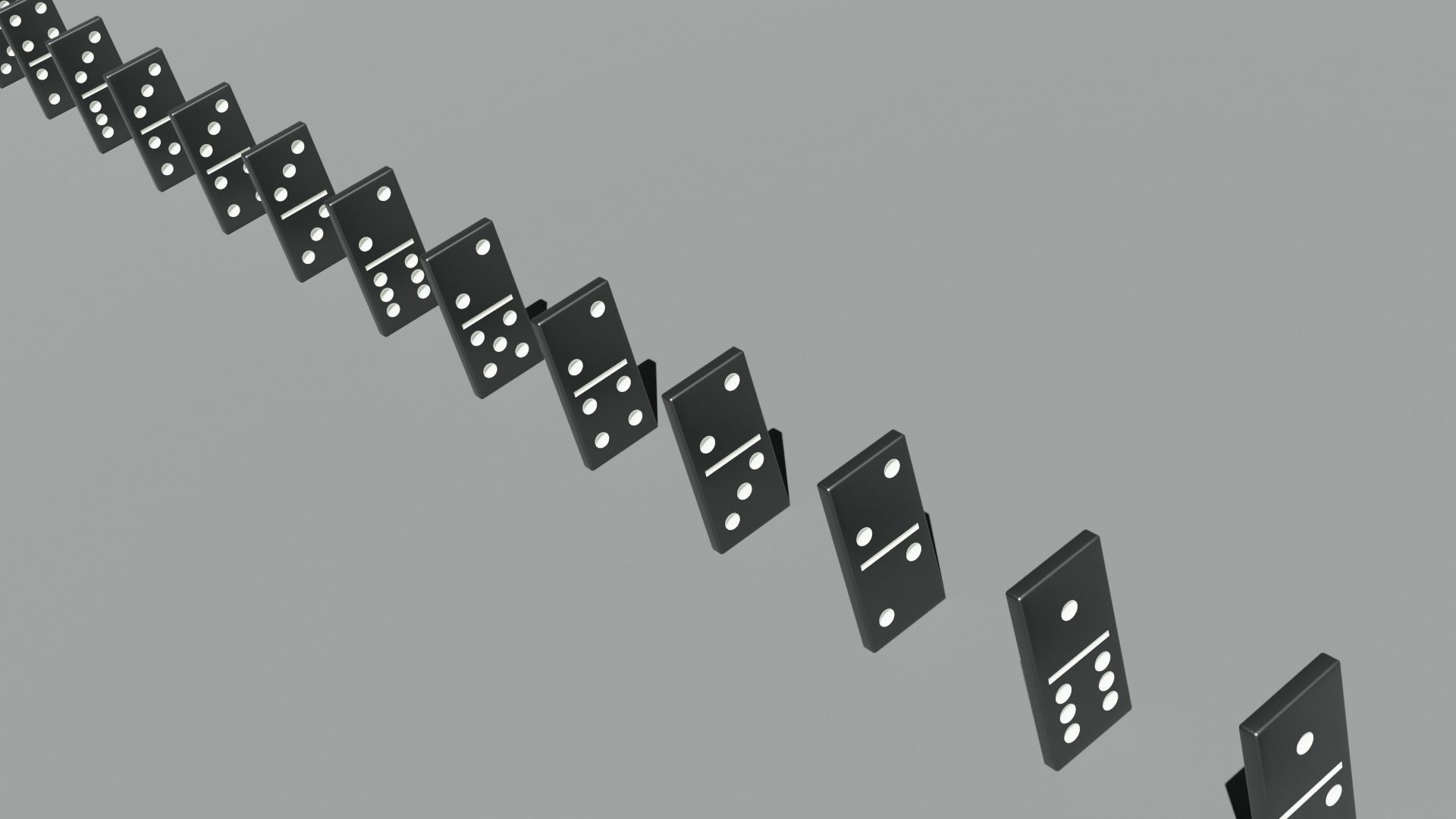 Dominoes 3D model in row 3D model_4