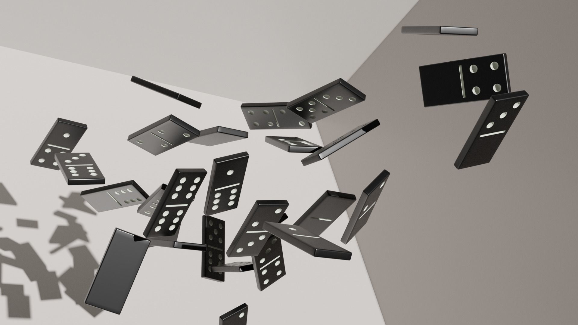 Dominoes 3D model in row 3D model_6
