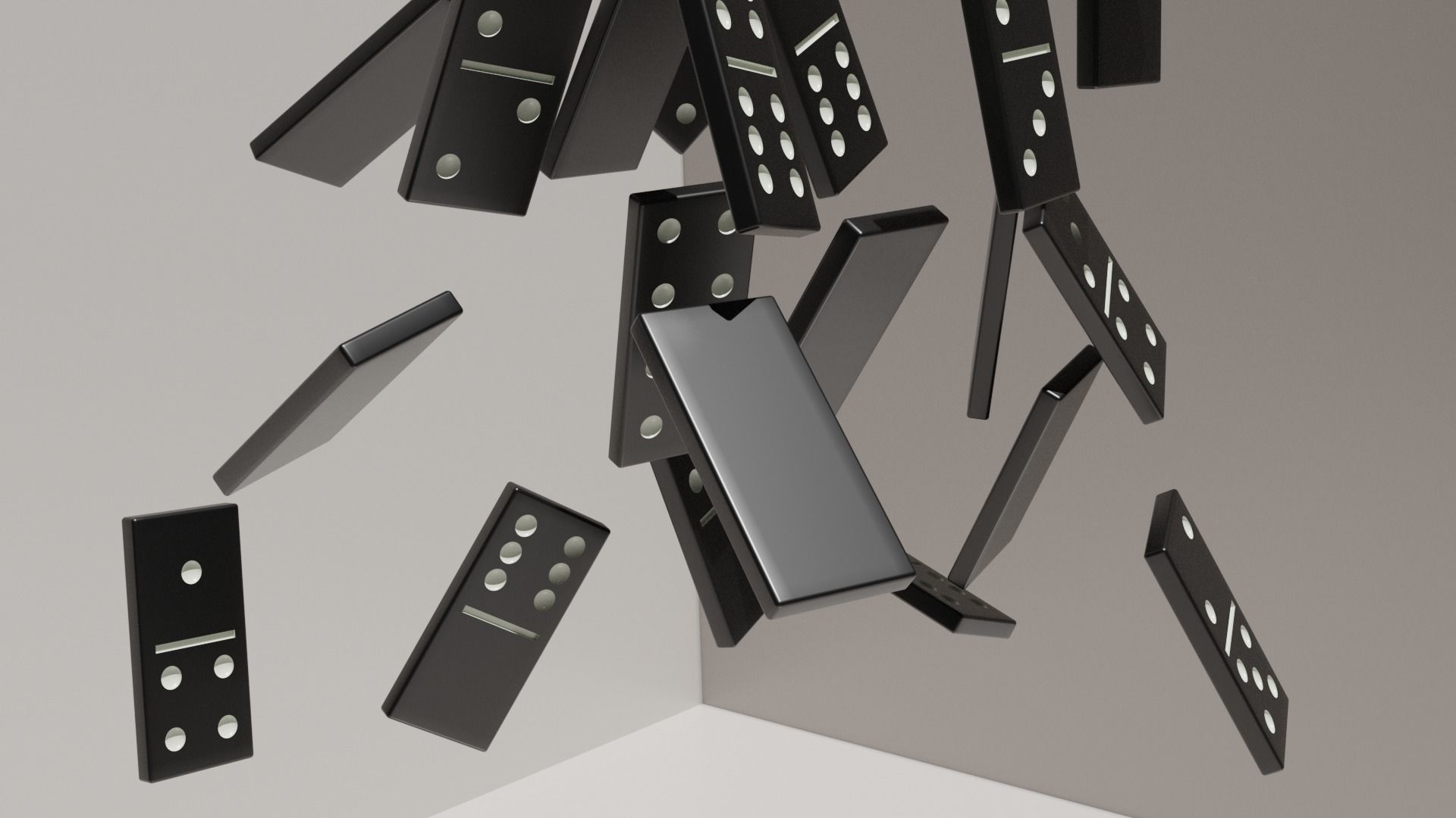 Dominoes 3D model in row 3D model_5