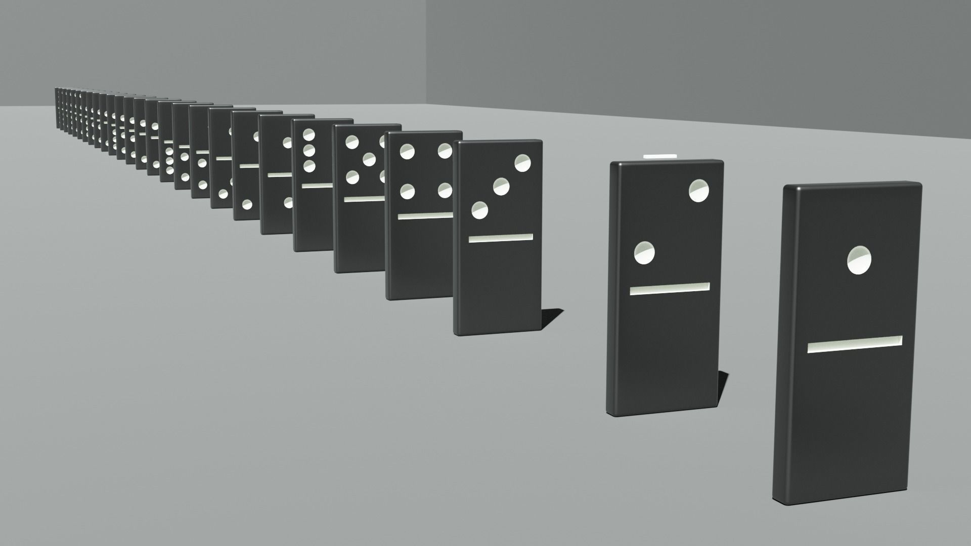 Dominoes 3D model in row 3D model_2