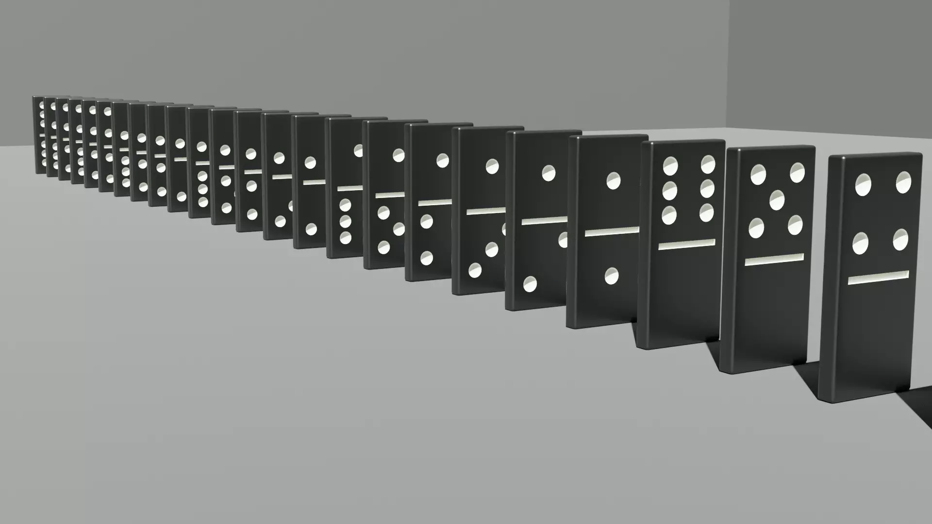 Dominoes 3D model in row 3D model_0