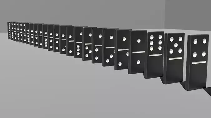 Dominoes 3D model in row
