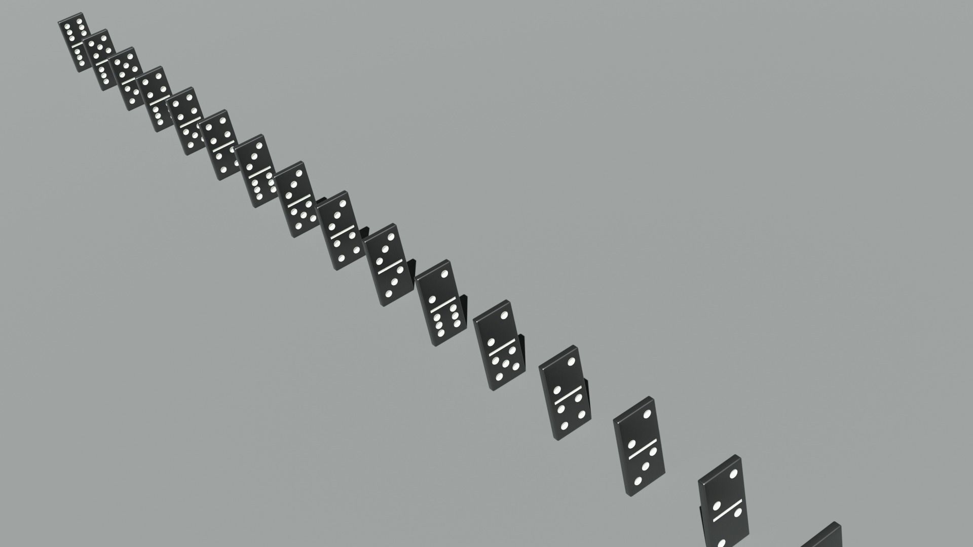 Dominoes 3D model in row 3D model_3