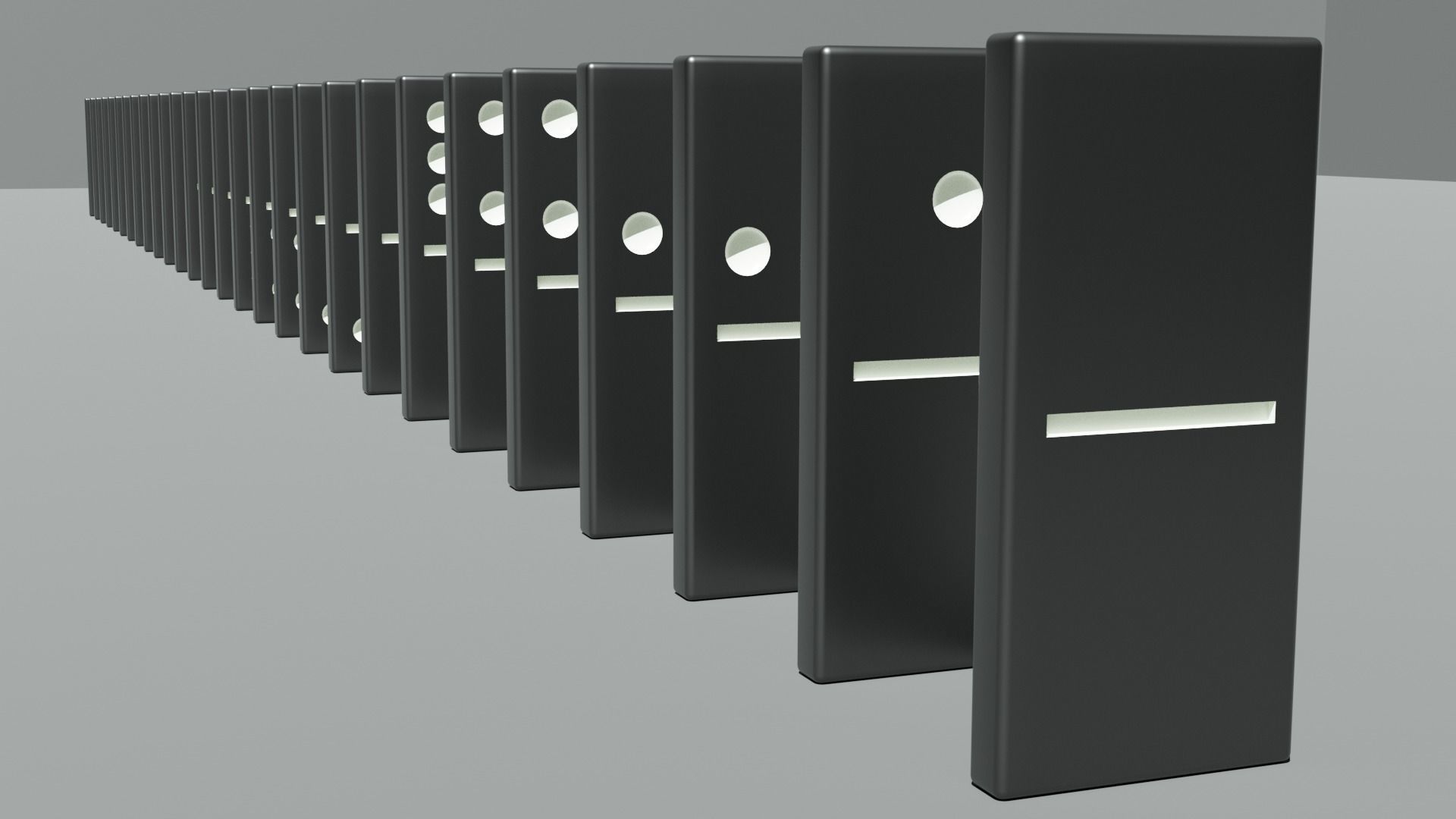 Dominoes 3D model in row 3D model_1