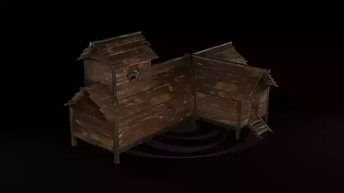 AAA Wooden Enterable Medieval Primal Thatched Cottage Hut 08 R Low-poly 3D model