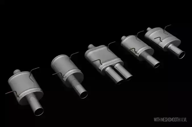 Car Muffler Exhaust Pack  Low-poly 3D model