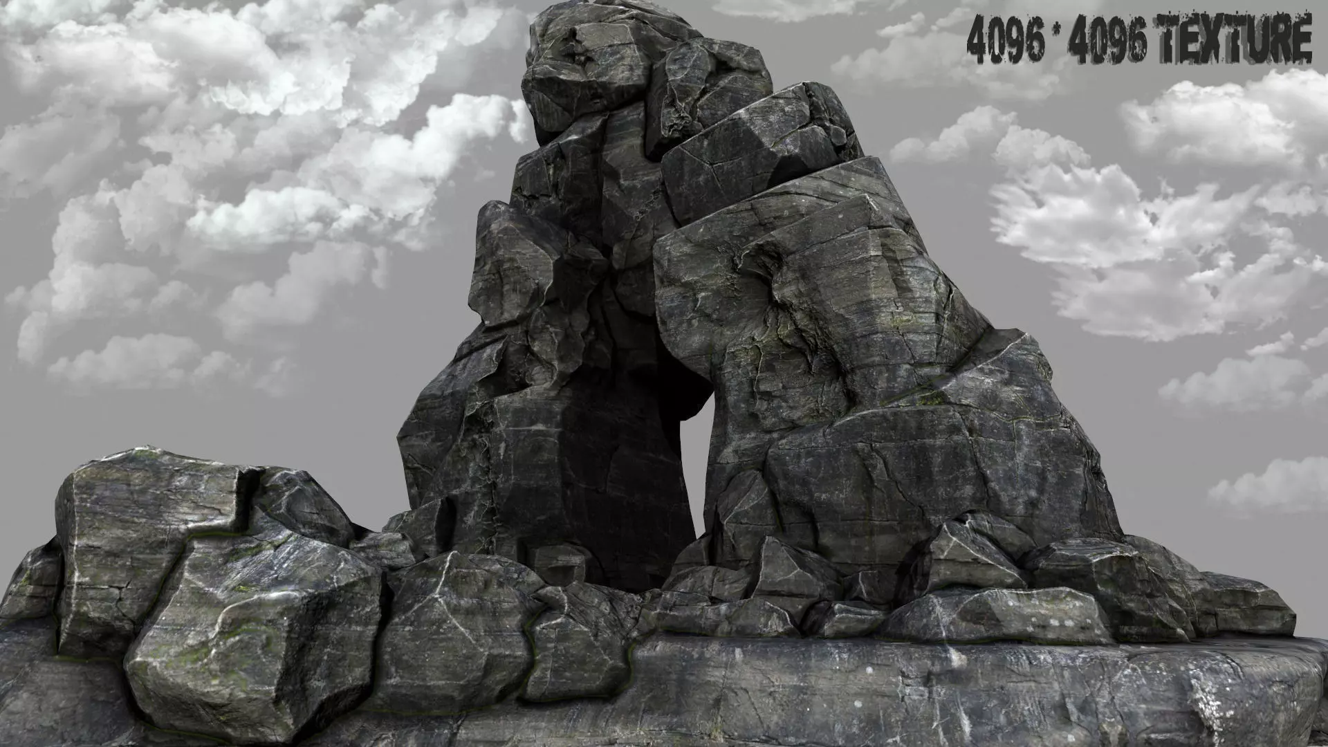 mountain rock formation 3D model_0