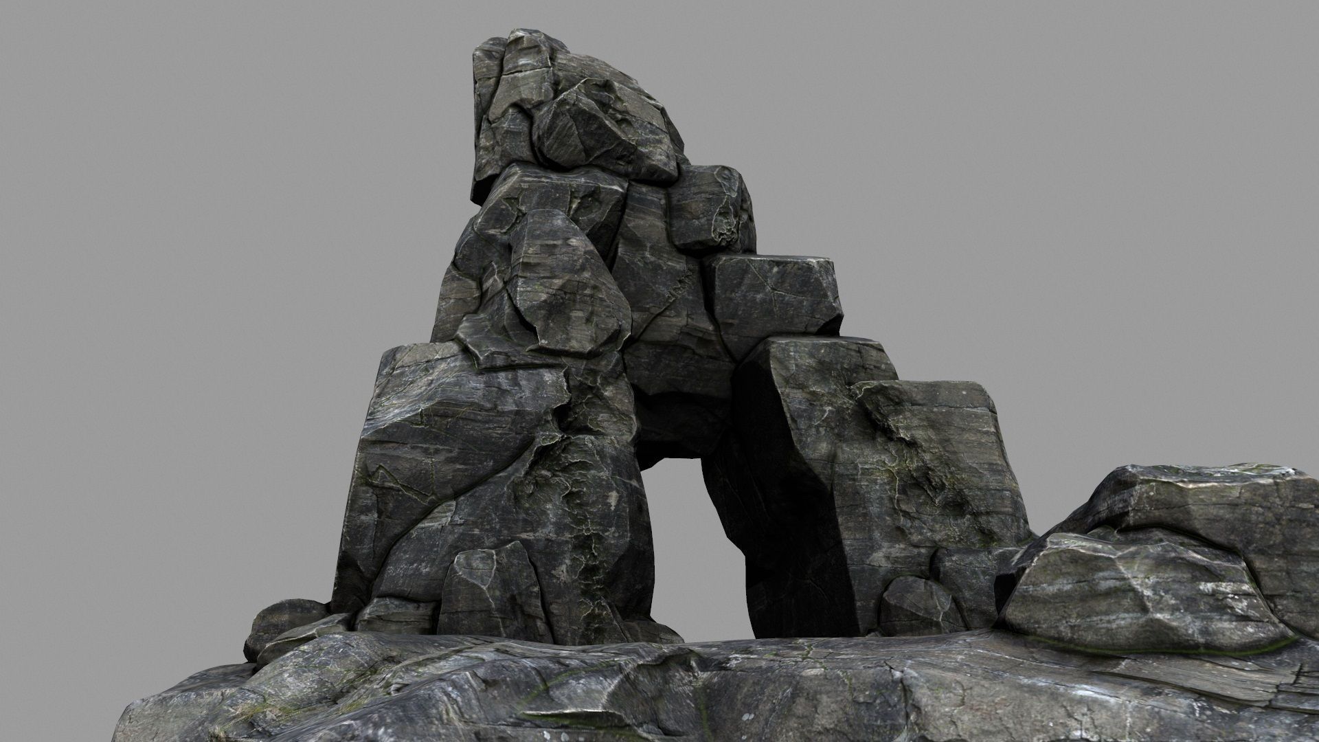 mountain rock formation 3D model_2