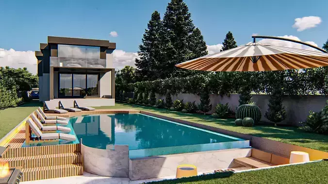 Exterior Villa Design and chat pit pool