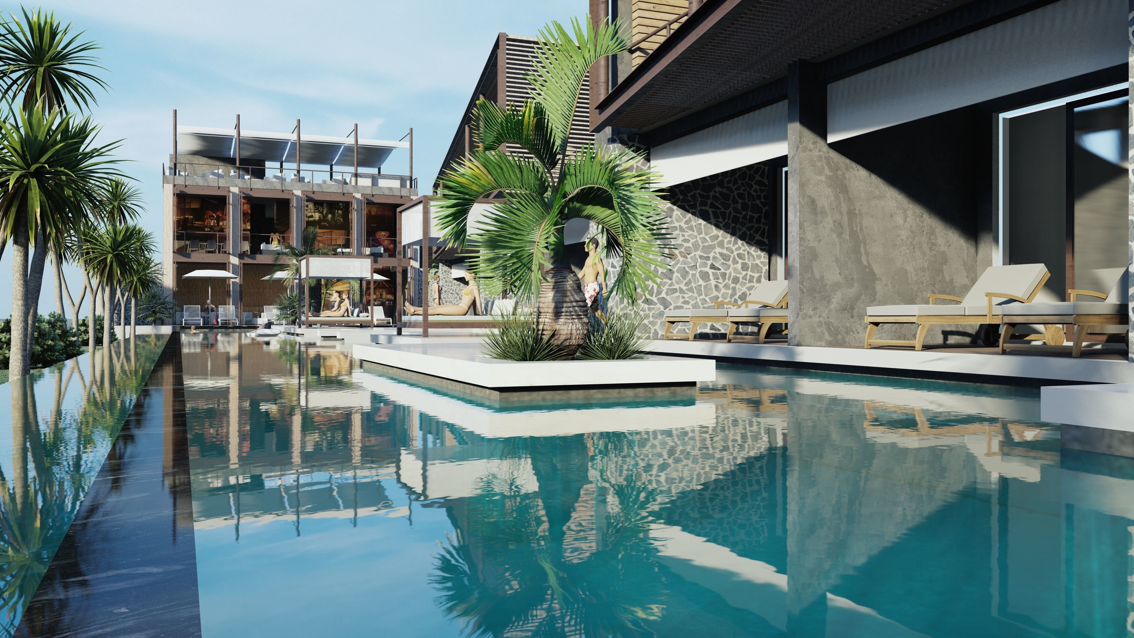 Exterior Hotel scene Lumionn 3D model_2