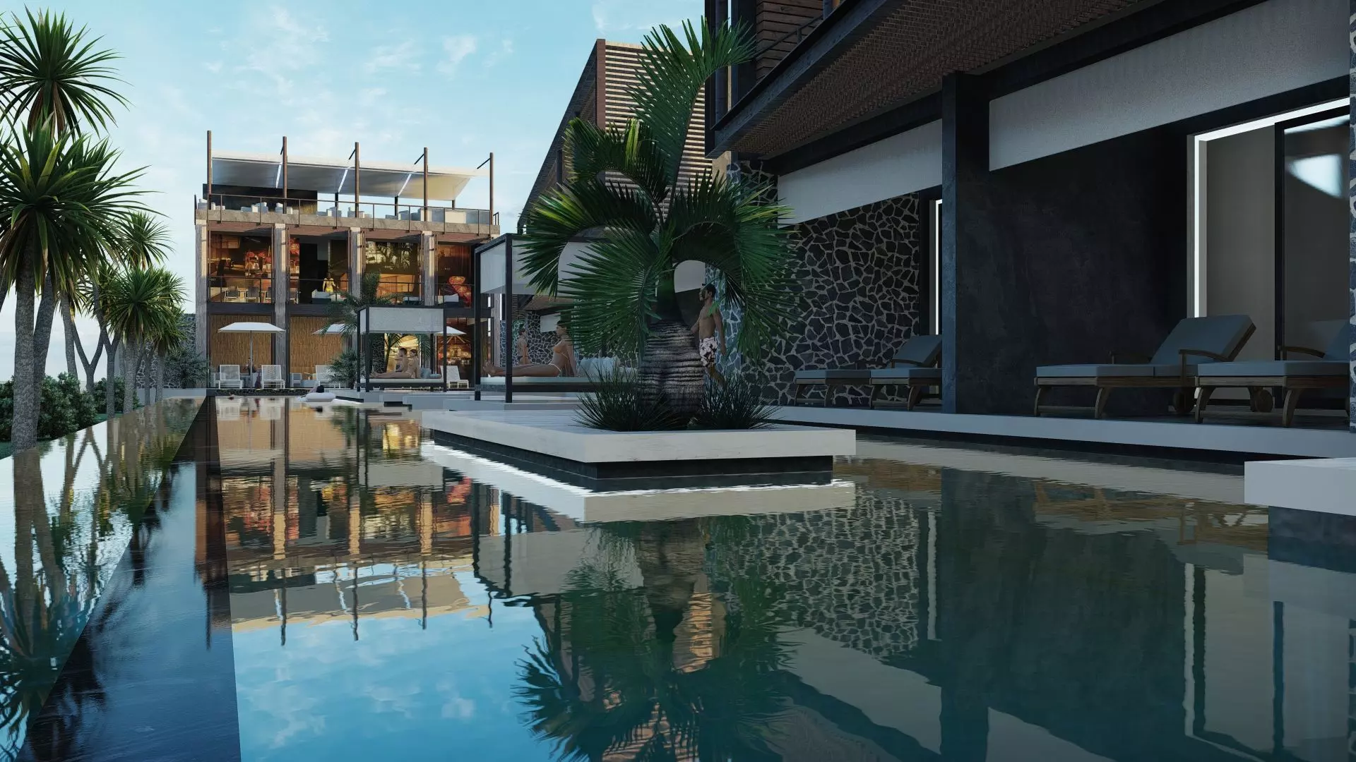 Exterior Hotel scene Lumionn 3D model_0